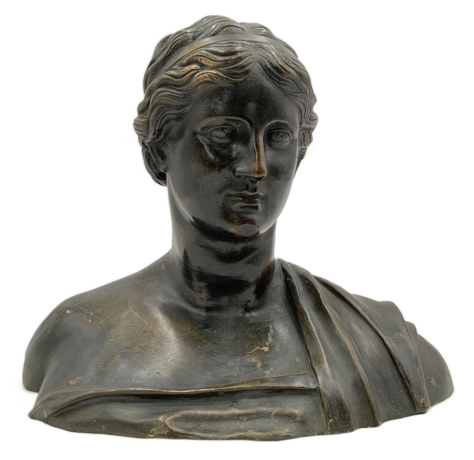 Unsigned Bronze Bust of Greek Woman or Goddess. (1 of 3)