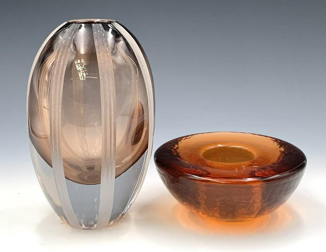 Lot of 2 Art Glass Pcs.- Fire & Light, Waterford. (1 of 3)