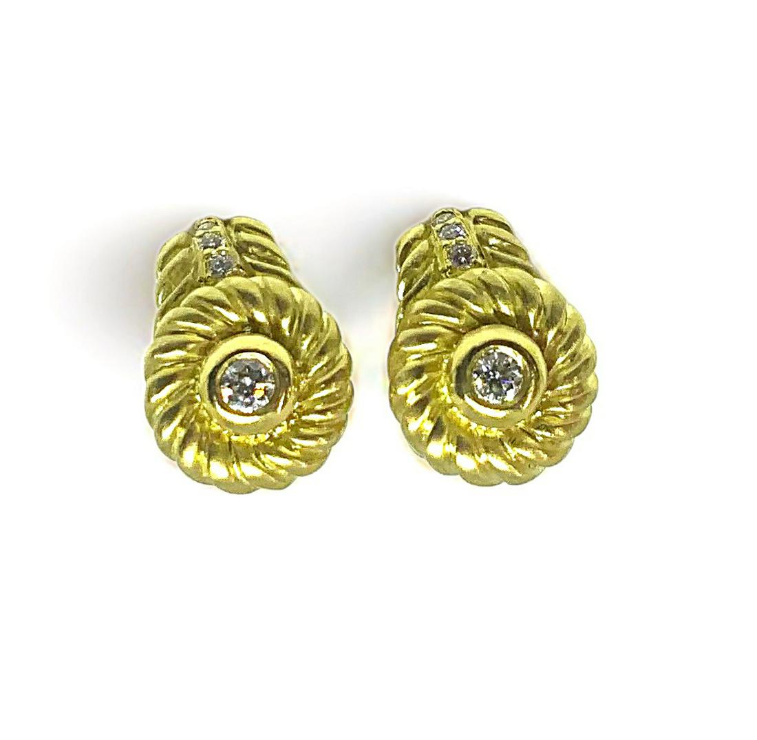 Pair of Judith Ripka 18K & Diamond Earrings. (1 of 3)
