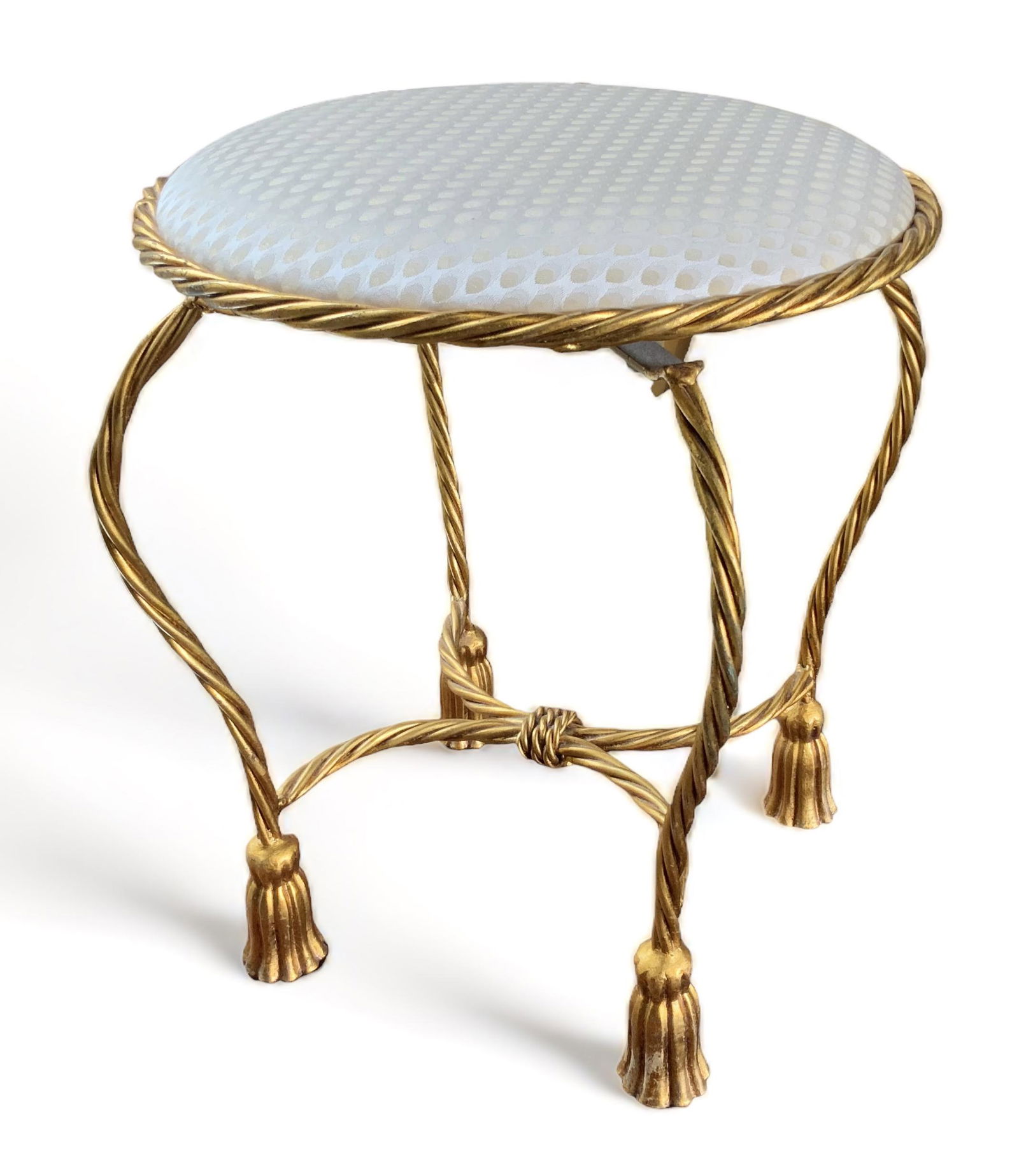 Gold Gilt Rope and Tassel Swivel Vanity Stool. (1 of 1)