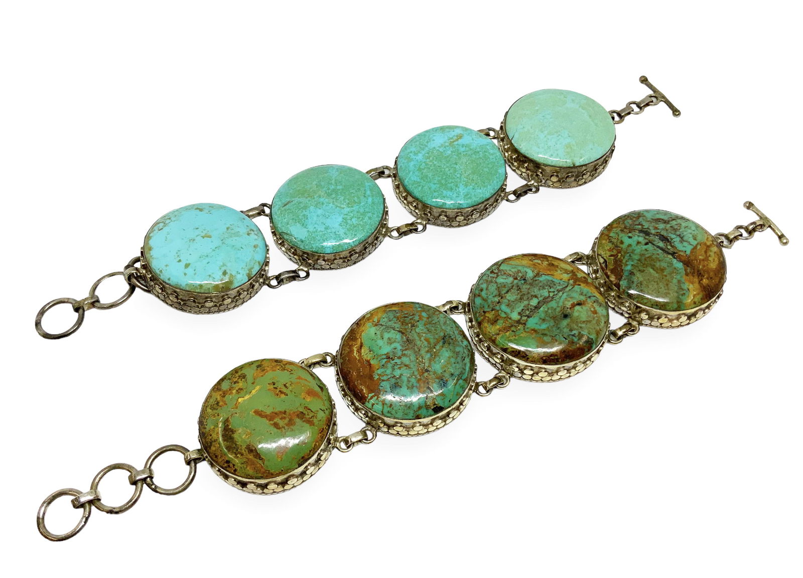 Lot of Two Large Sterling & Turquoise Bracelets. (1 of 2)