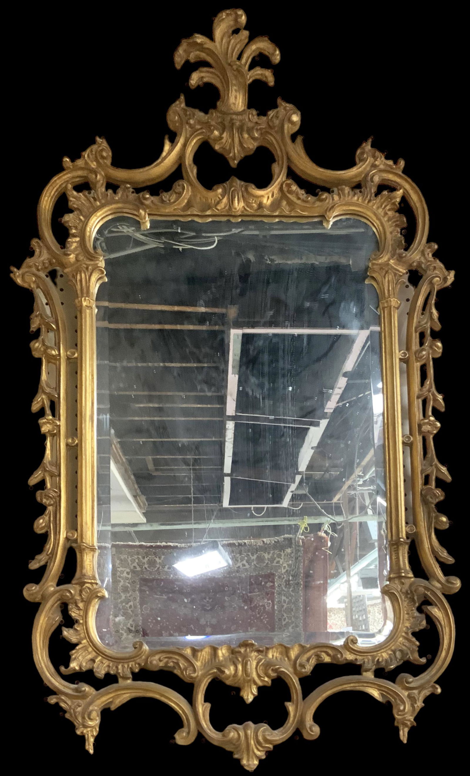 Rococo-Style Gold Gilded Bevelled Mirror. (1 of 1)