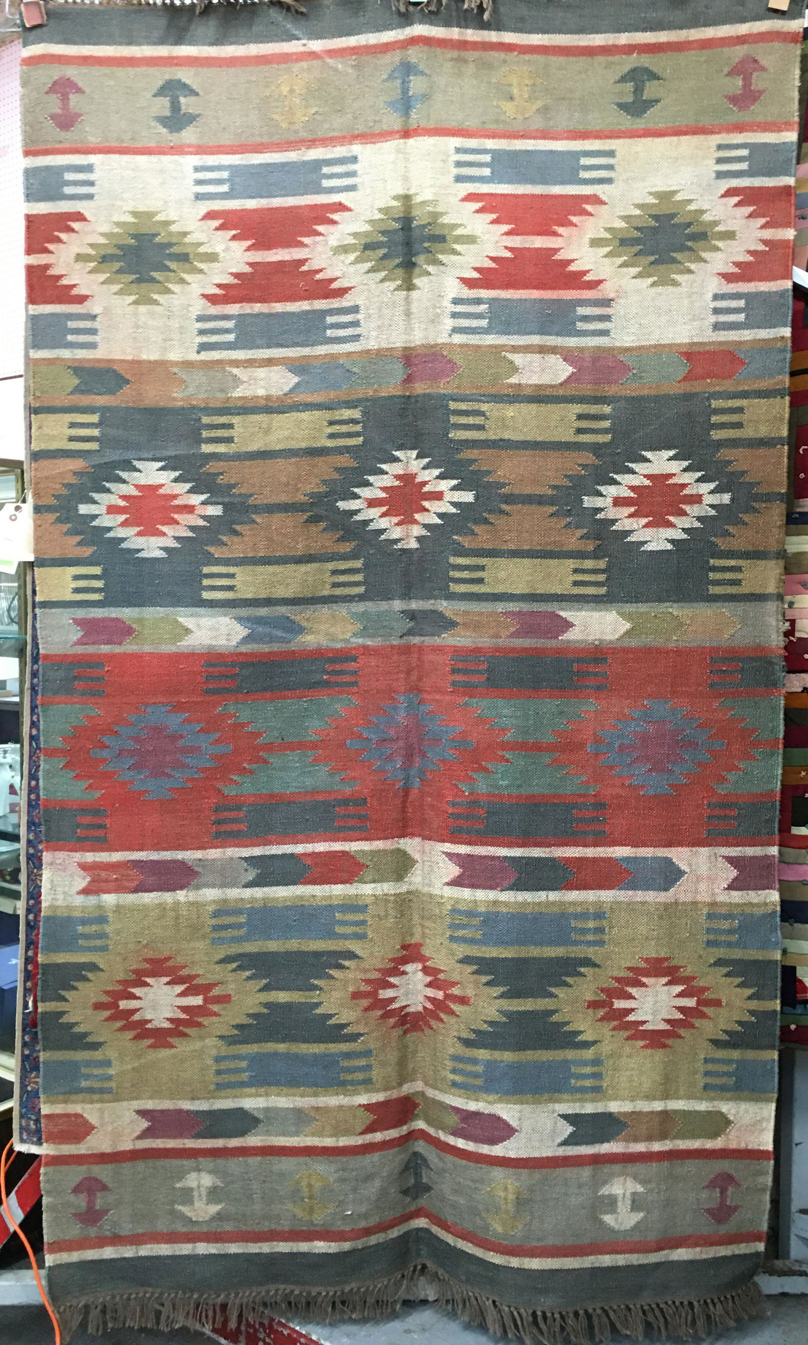 5' x 8' 5" Flatweave Indian Style Rug. (1 of 3)