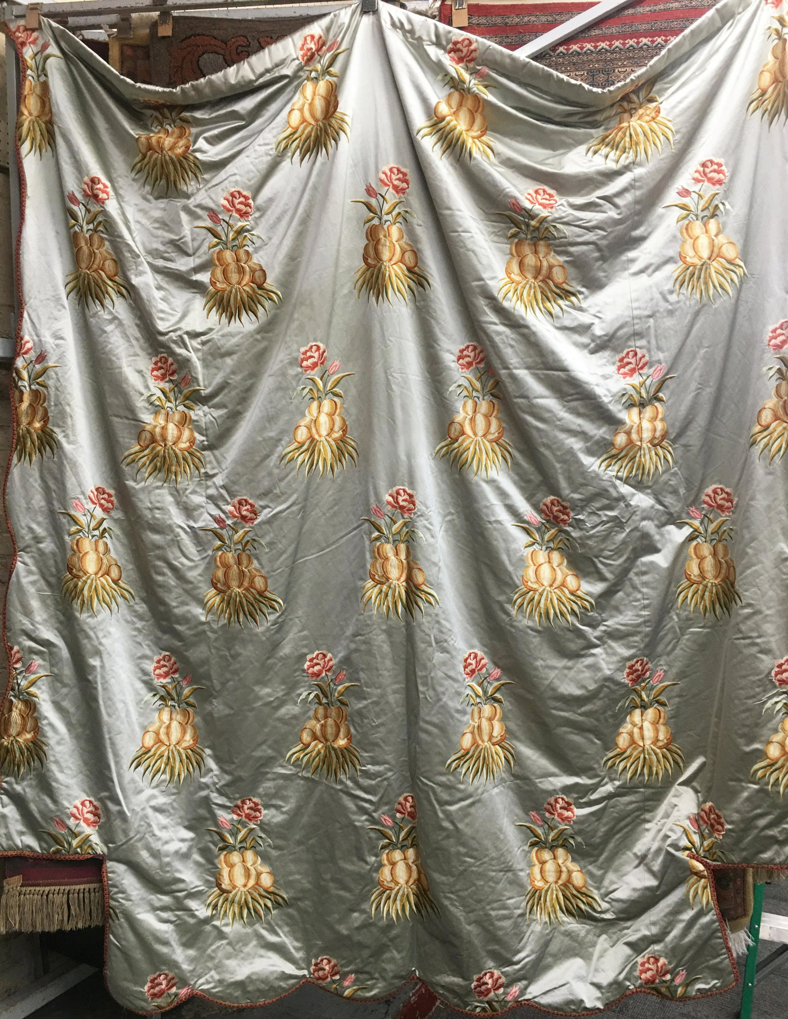 7' x 8' Silk Embroidered Japanese Kimono.: The Kimono is in Good Overall Condition, with a Few Loose Threads and one Stain (see Photo). In-House Shipping is Available. Please see our Website regarding In-House Shipping Procedures.