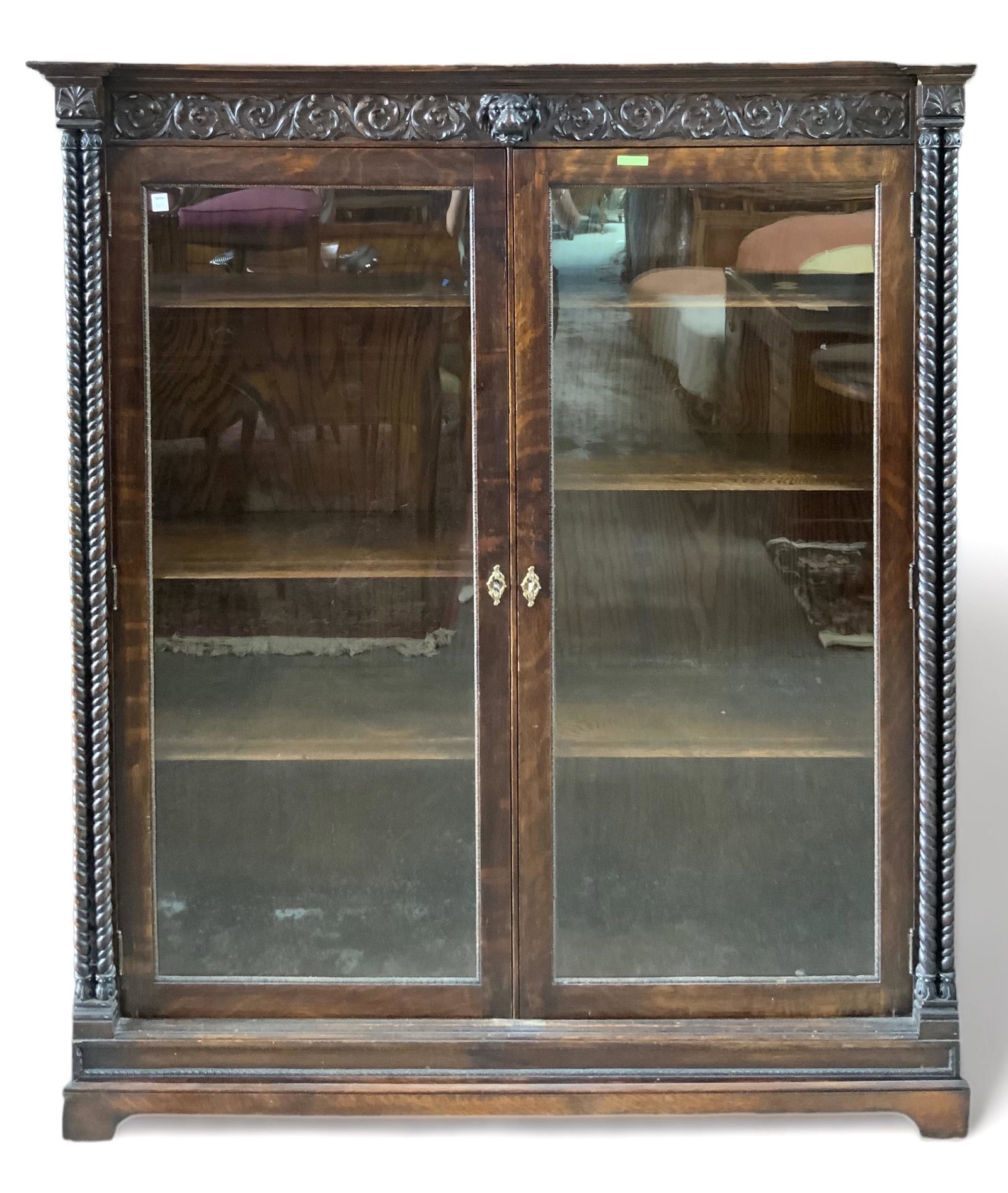 Antique Carved Oak Bookcase. (1 of 2)