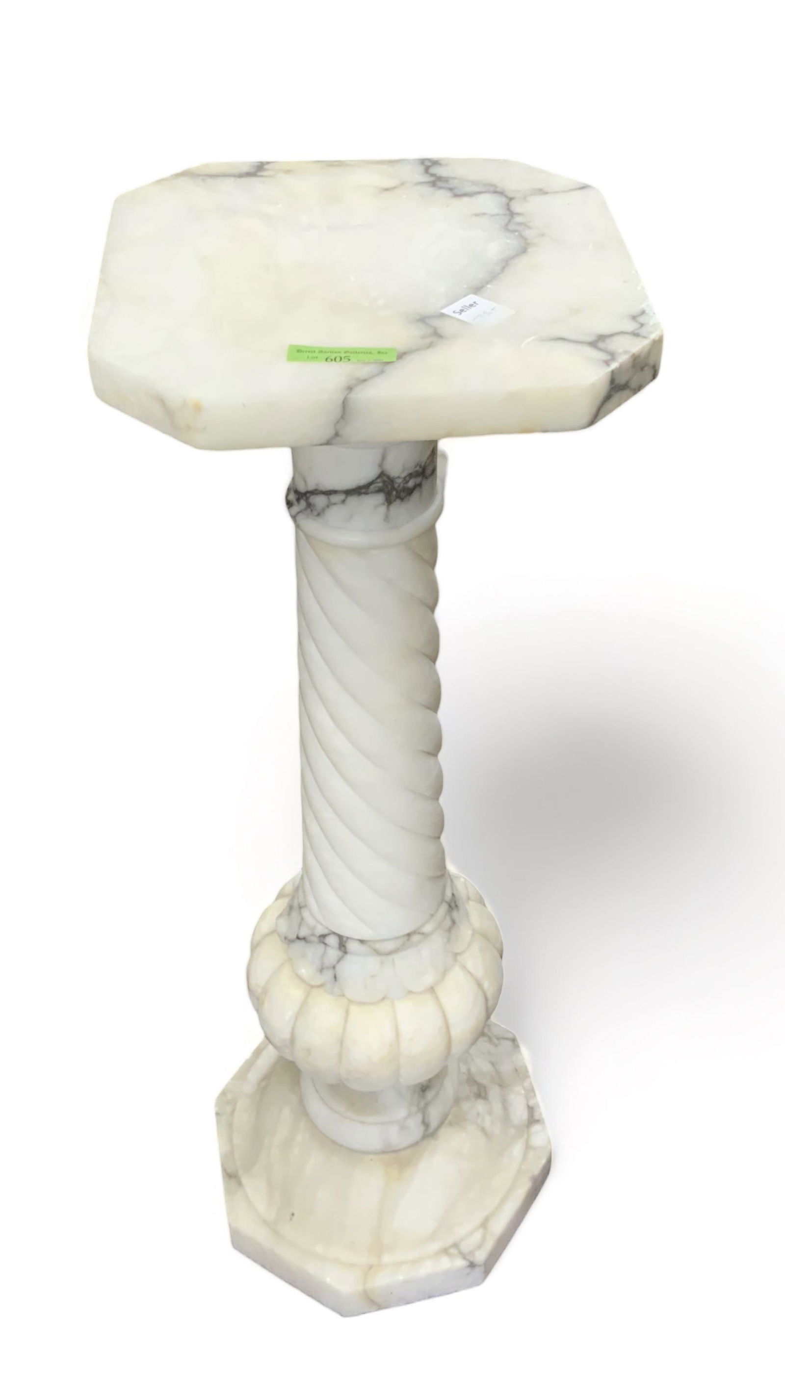 Antique White Marble Pedestal, Spiral Design. (1 of 1)