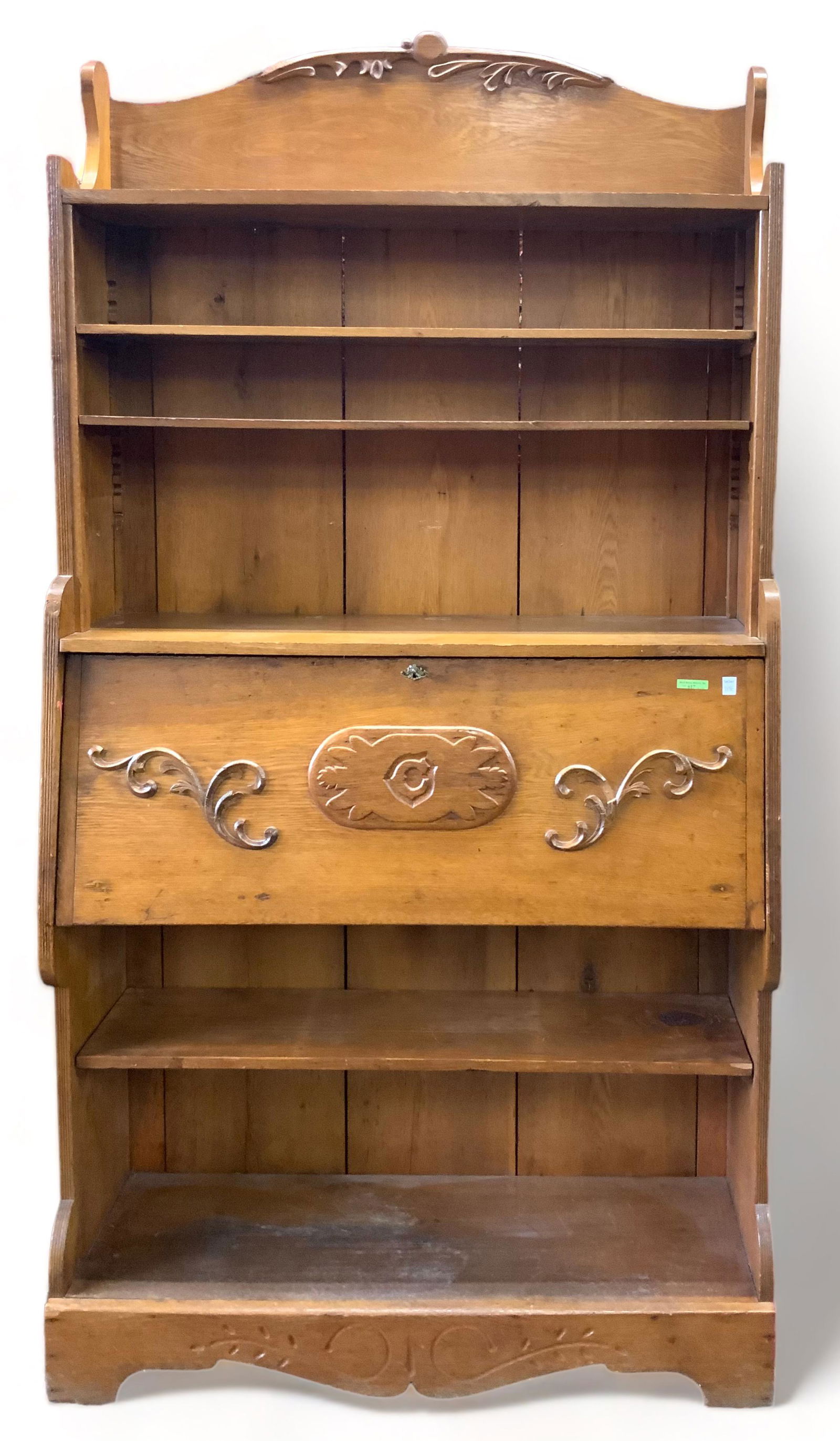 Golden Oak Open Dropfront Desk. (1 of 1)