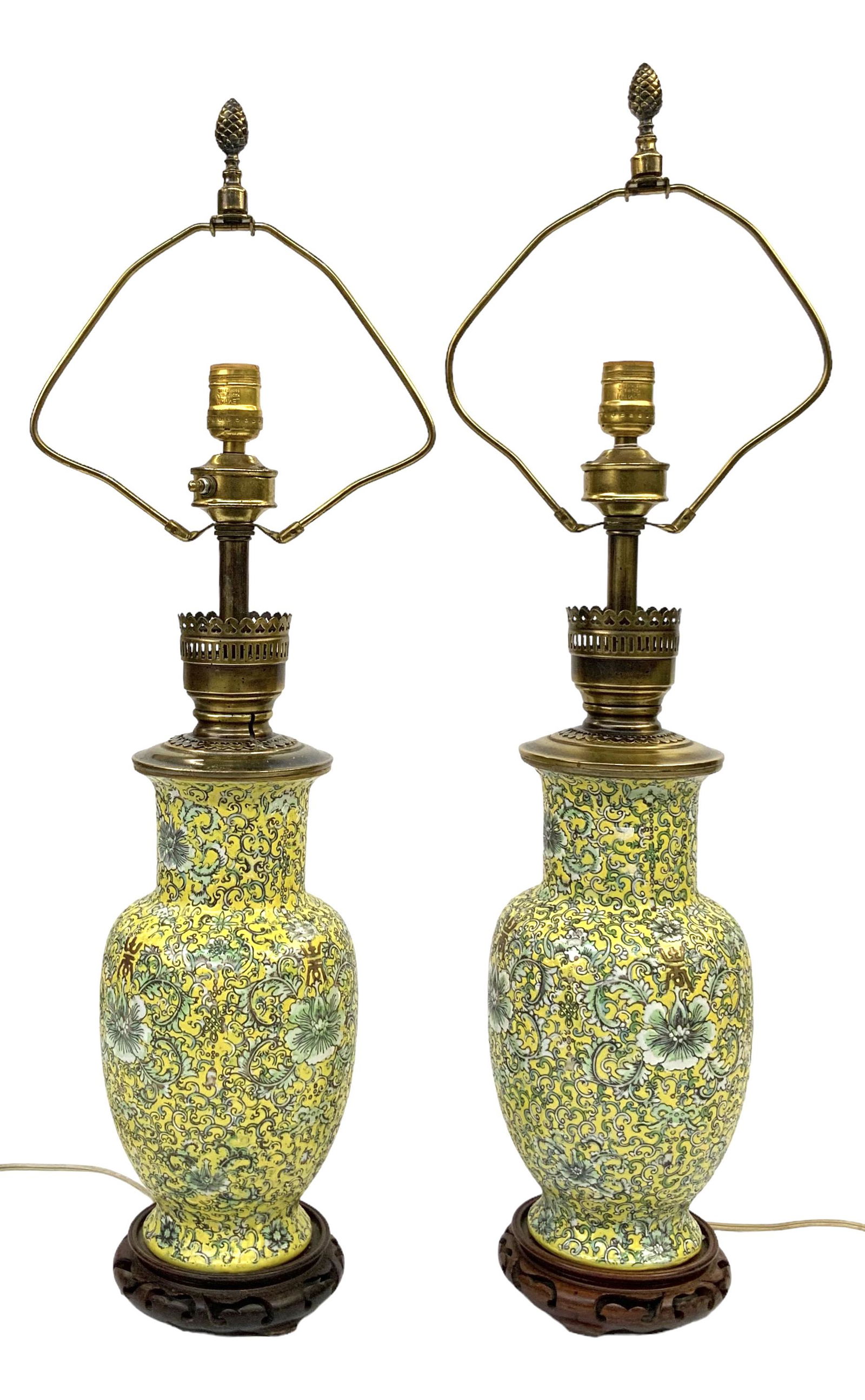 Pr. of Chinese Porcelain Lamps w/Longevity Symbols (1 of 2)