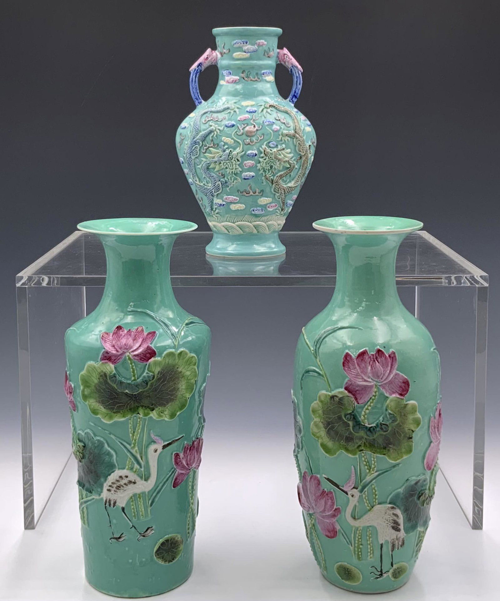 Lot of 3 Chinese High-Glaze Vases. (1 of 3)