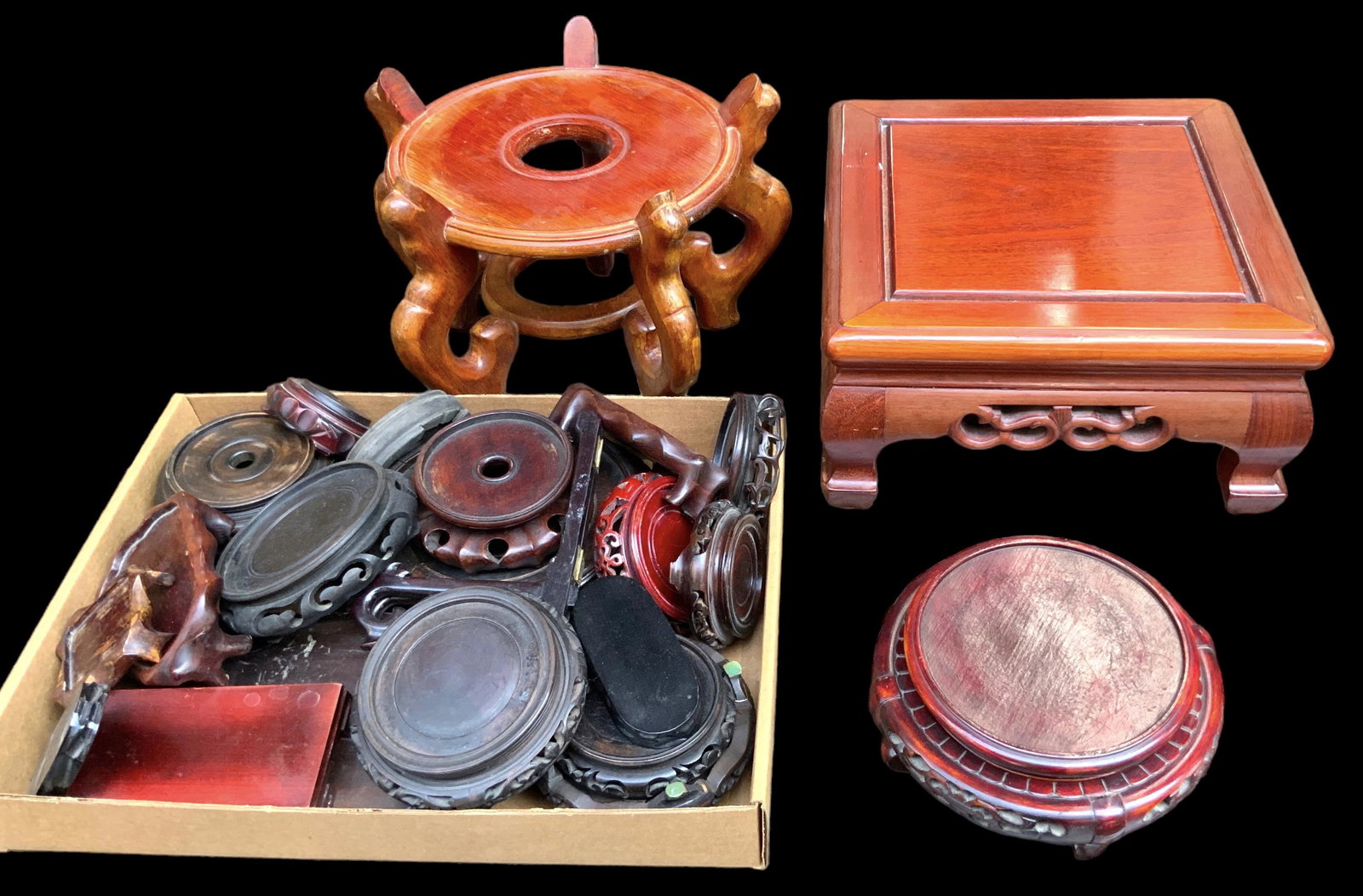 Lot of Carved and Other Chinese Display Stands. (1 of 2)