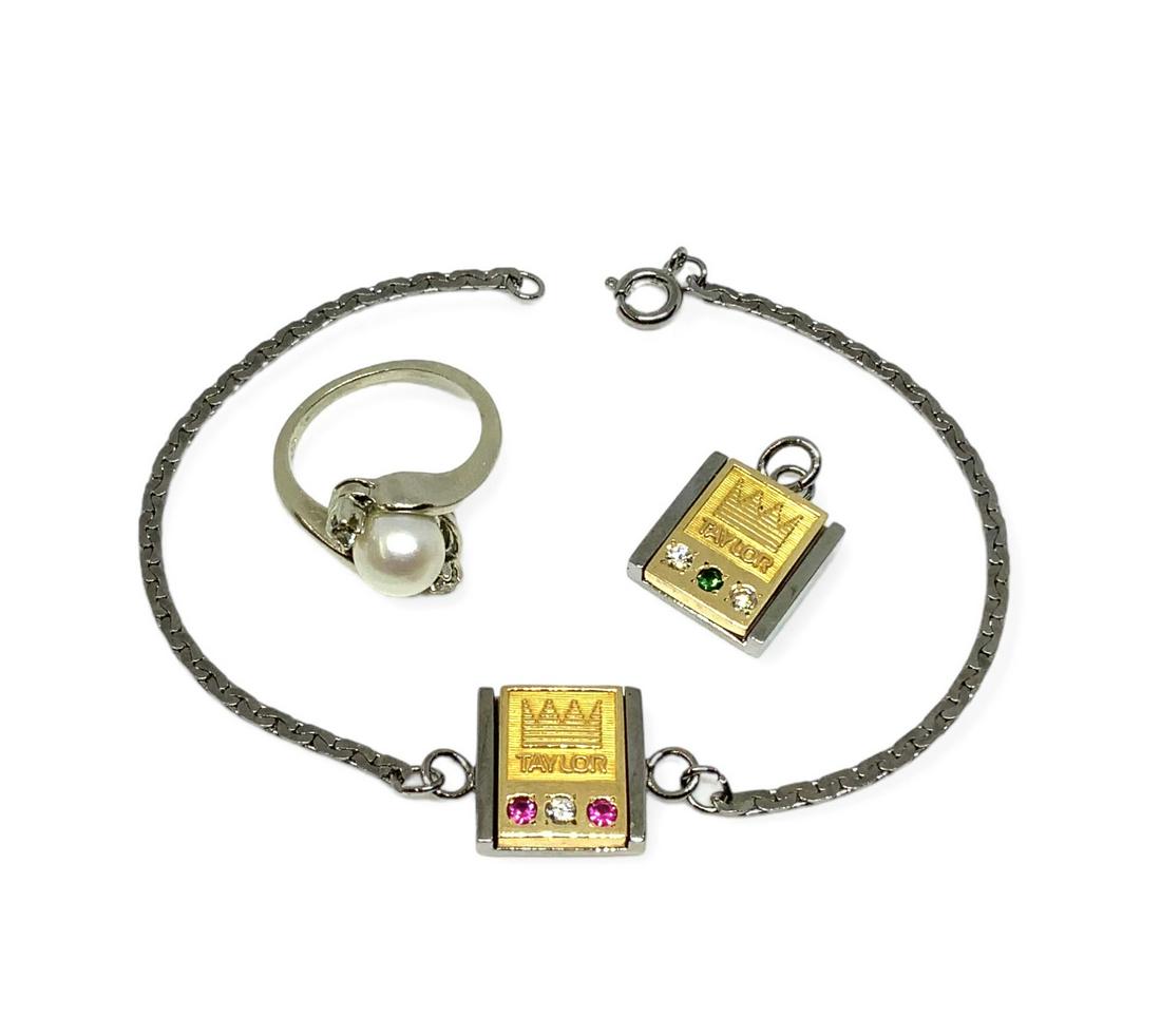 Lot of Diamond Jewelry, Metals Unknown. (1 of 3)