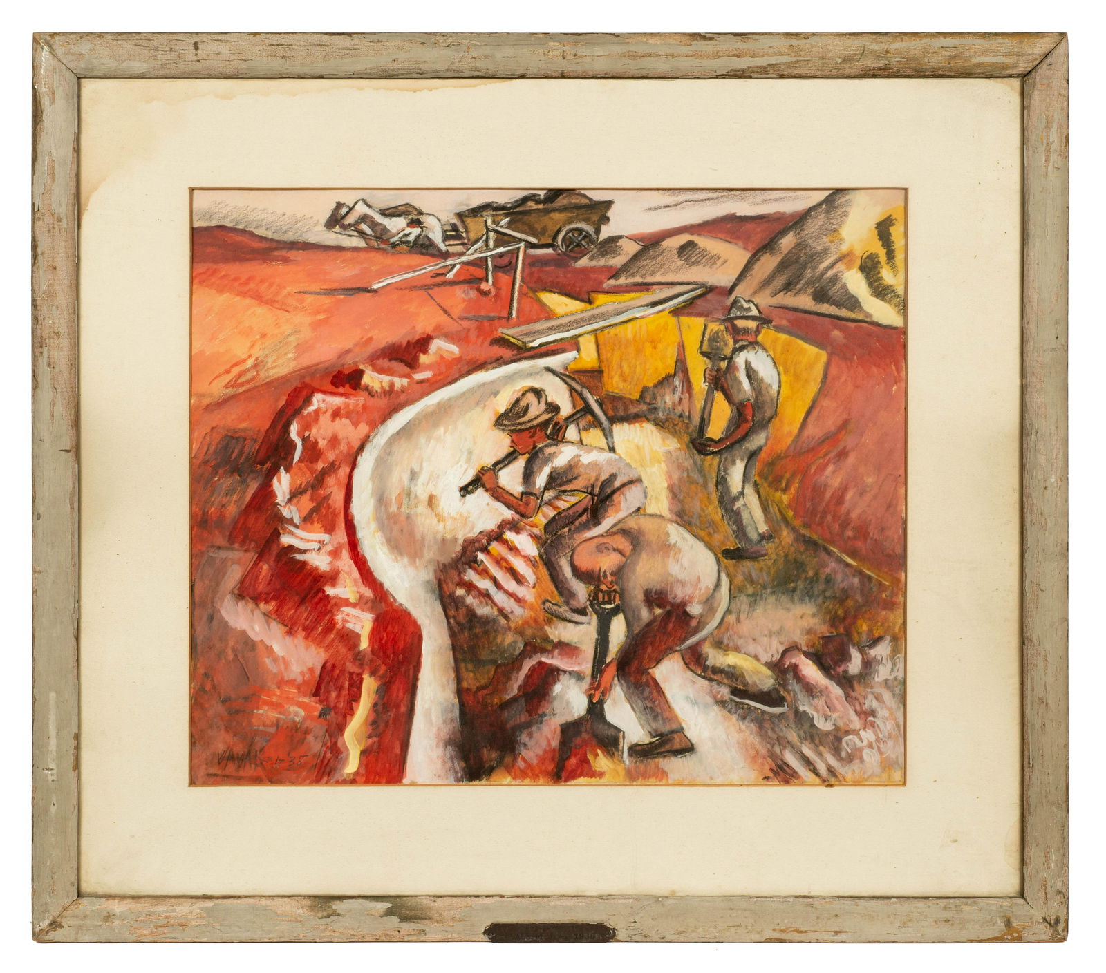 Joseph Vavak WPA Era Mixed Media Artwork. (1 of 6)