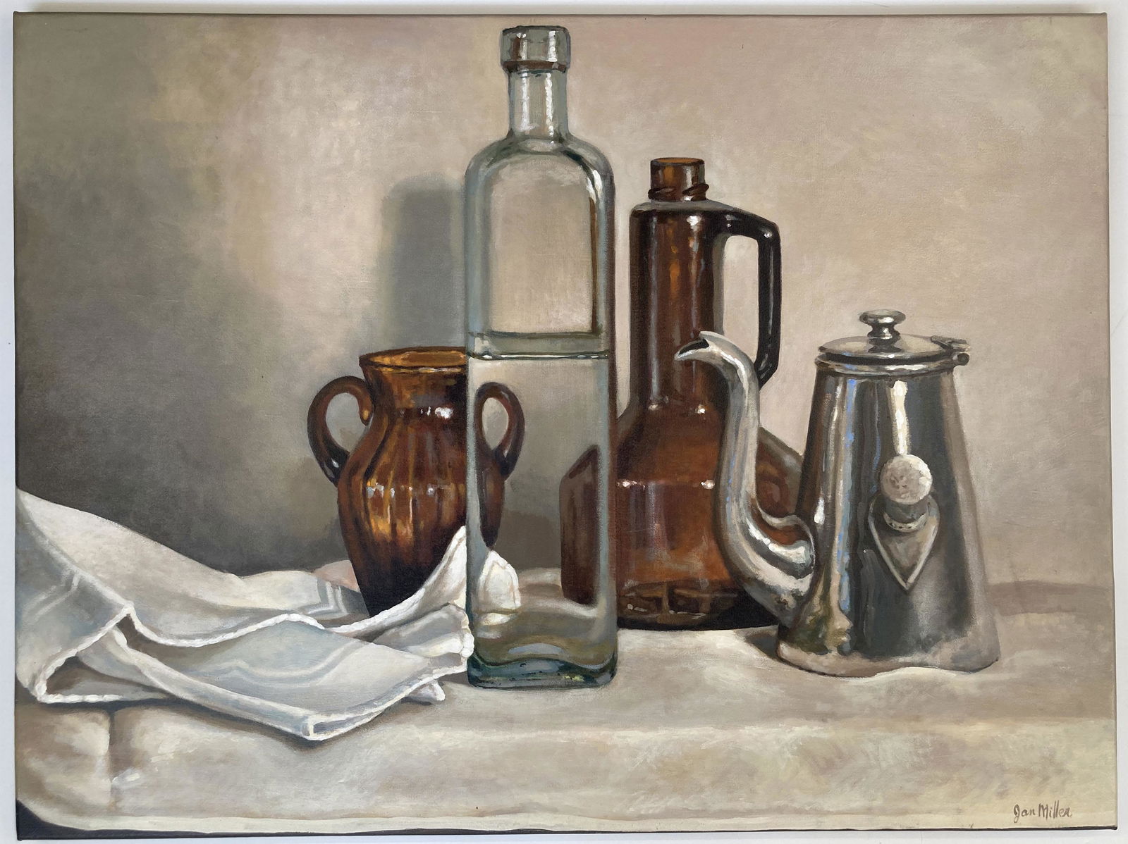 Sgd. Still Life Painting on Canvas by Jan Miller. (1 of 4)