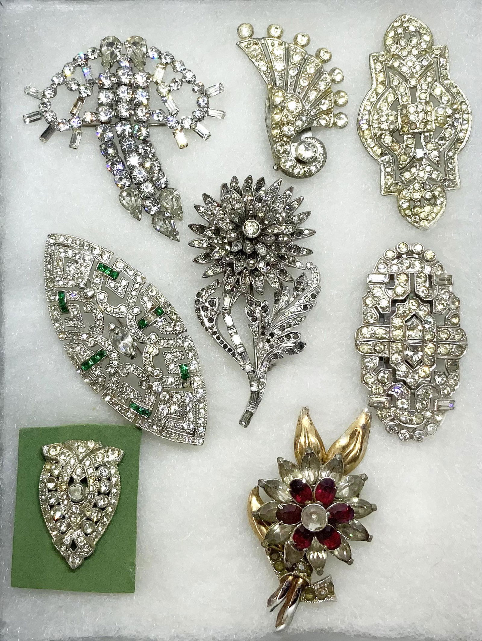 Lot of Rhinestone Pins, Clips, etc - Some Art Deco (1 of 2)