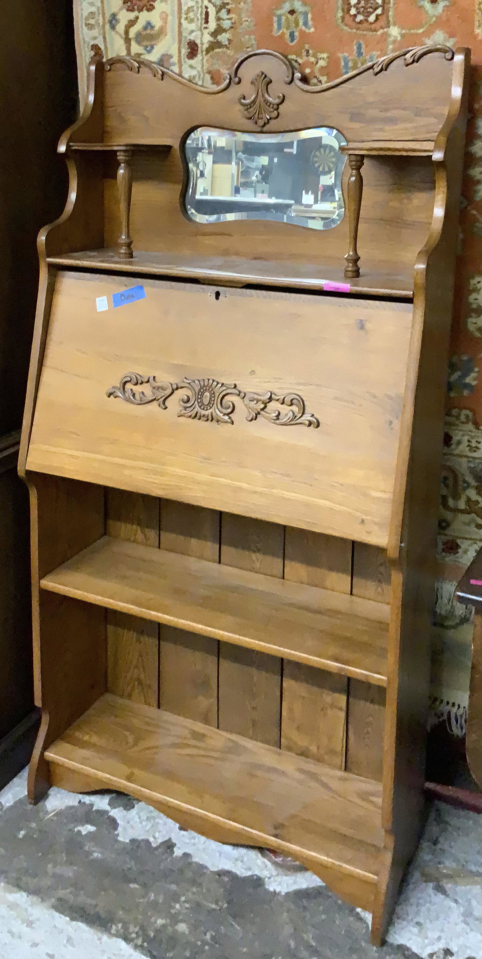 Golden Oak Dropfront / Bookcase Desk. (1 of 1)
