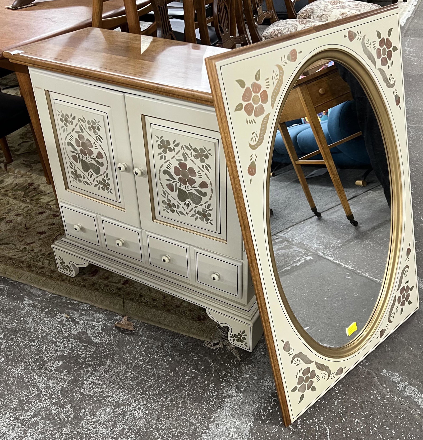 Ethan Allen Console Cabinet & Mirror. (1 of 1)