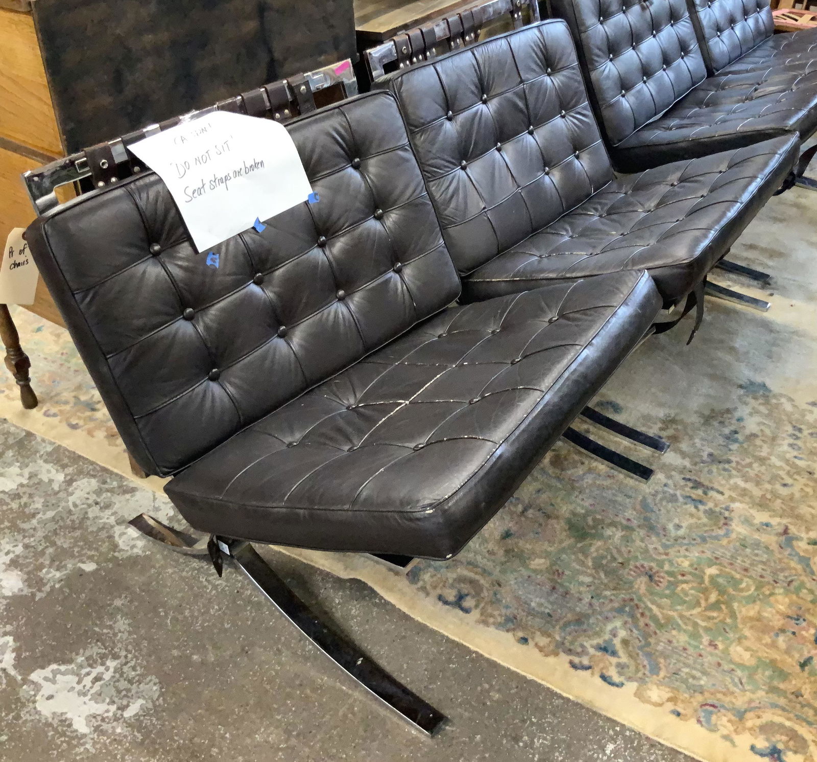 Pair of Leather Barcelona Chairs. (1 of 1)