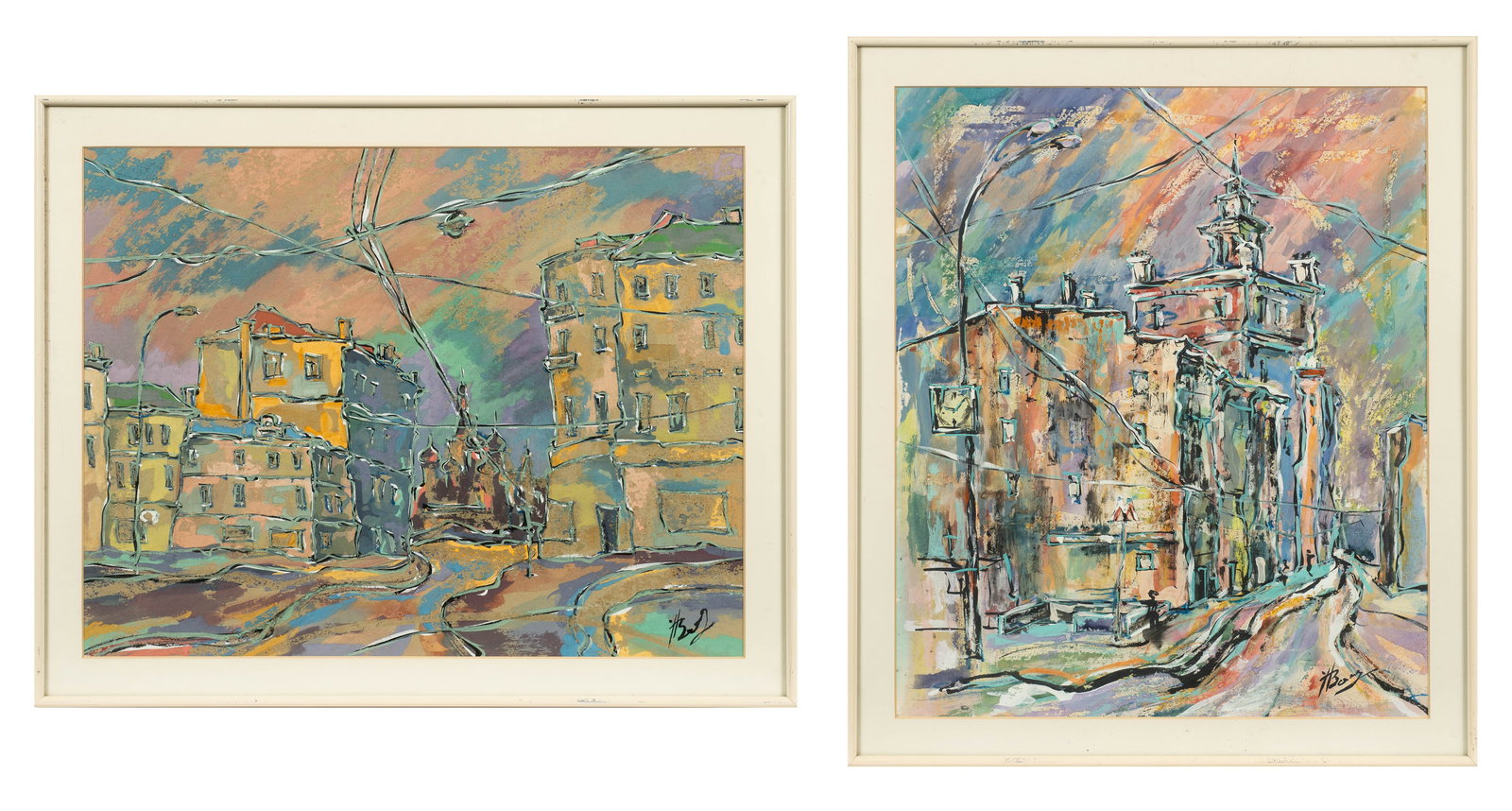 Lot of Two Sgd. Russian Street Scene Paintings. (1 of 8)