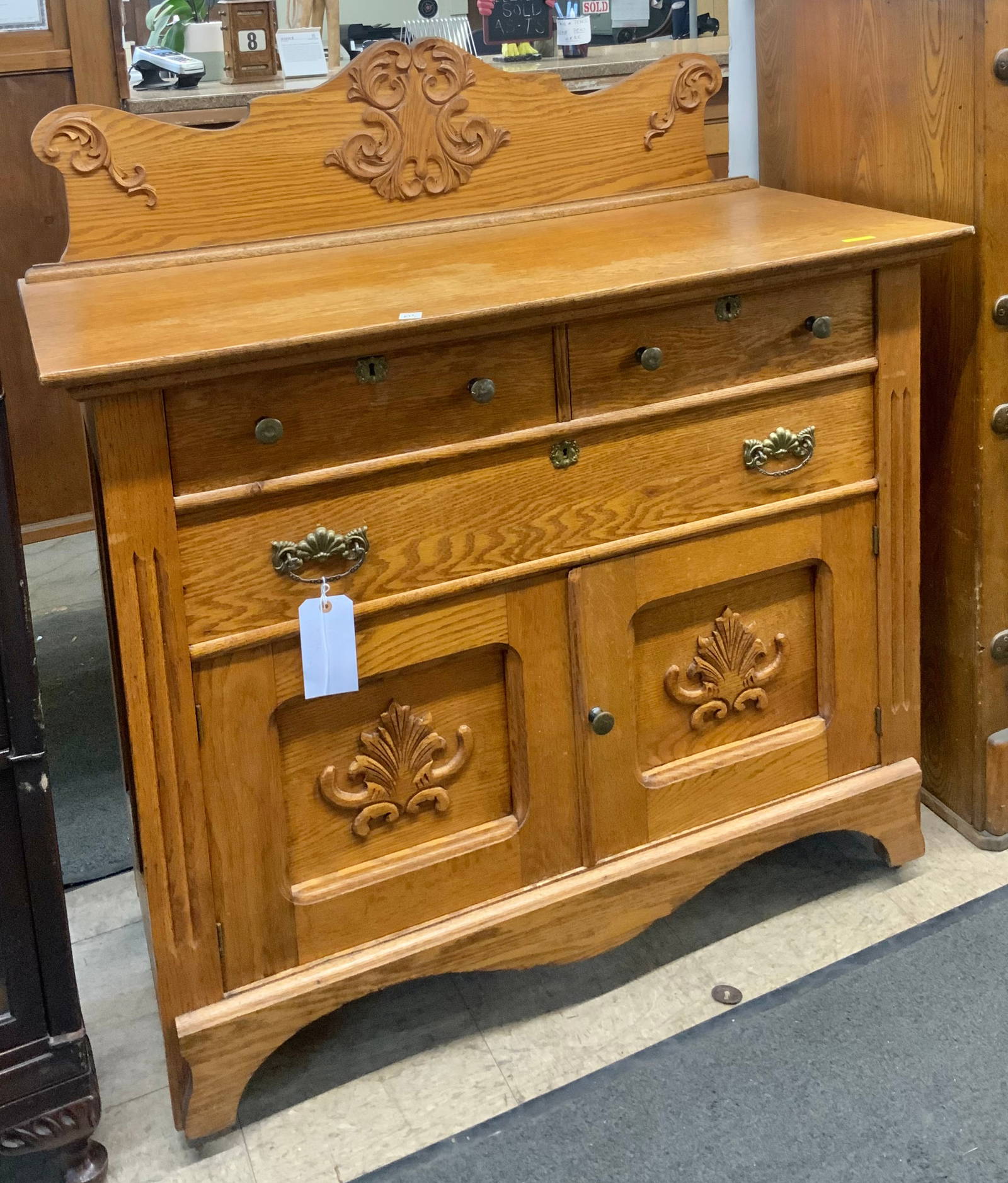Antique Oak Victorian Buffet / Sideboard Auction