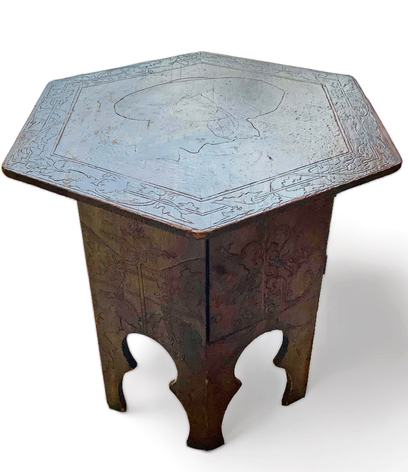 Art Nouveau Pyrography Table / Cabinet (1 of 2)