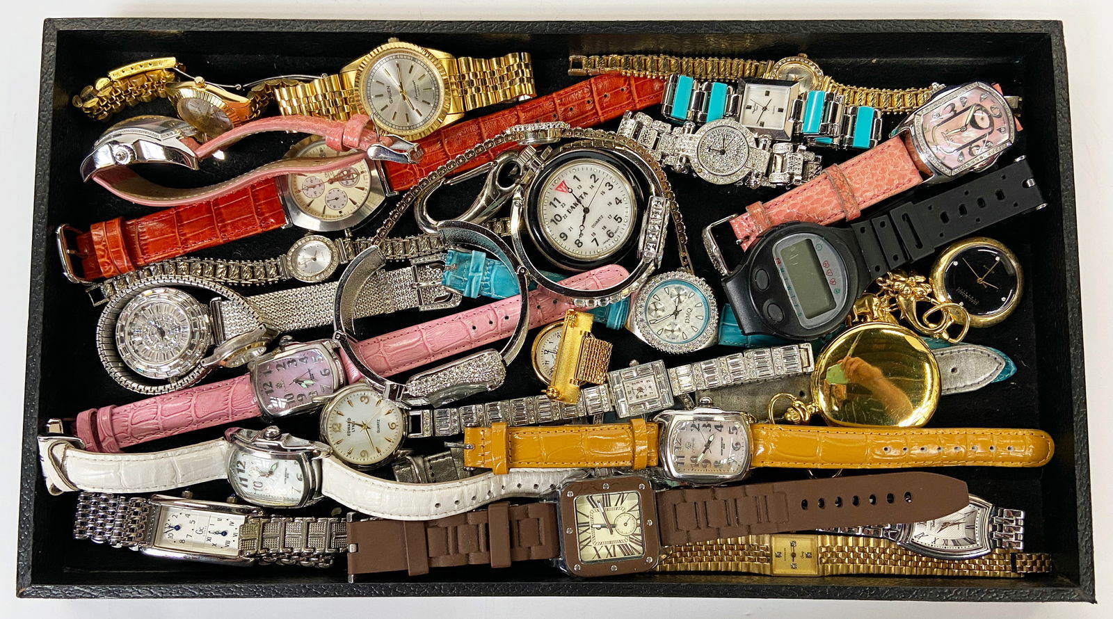 Group Lot of Assorted Watches.: Most of these are Ladies' Watches. Included are Two Invicta Pink ladies' Watches, a Croton Chronograph Watch, Two Pastorelli Watches, etc. - Working Condition on these watches is not known. Most are n