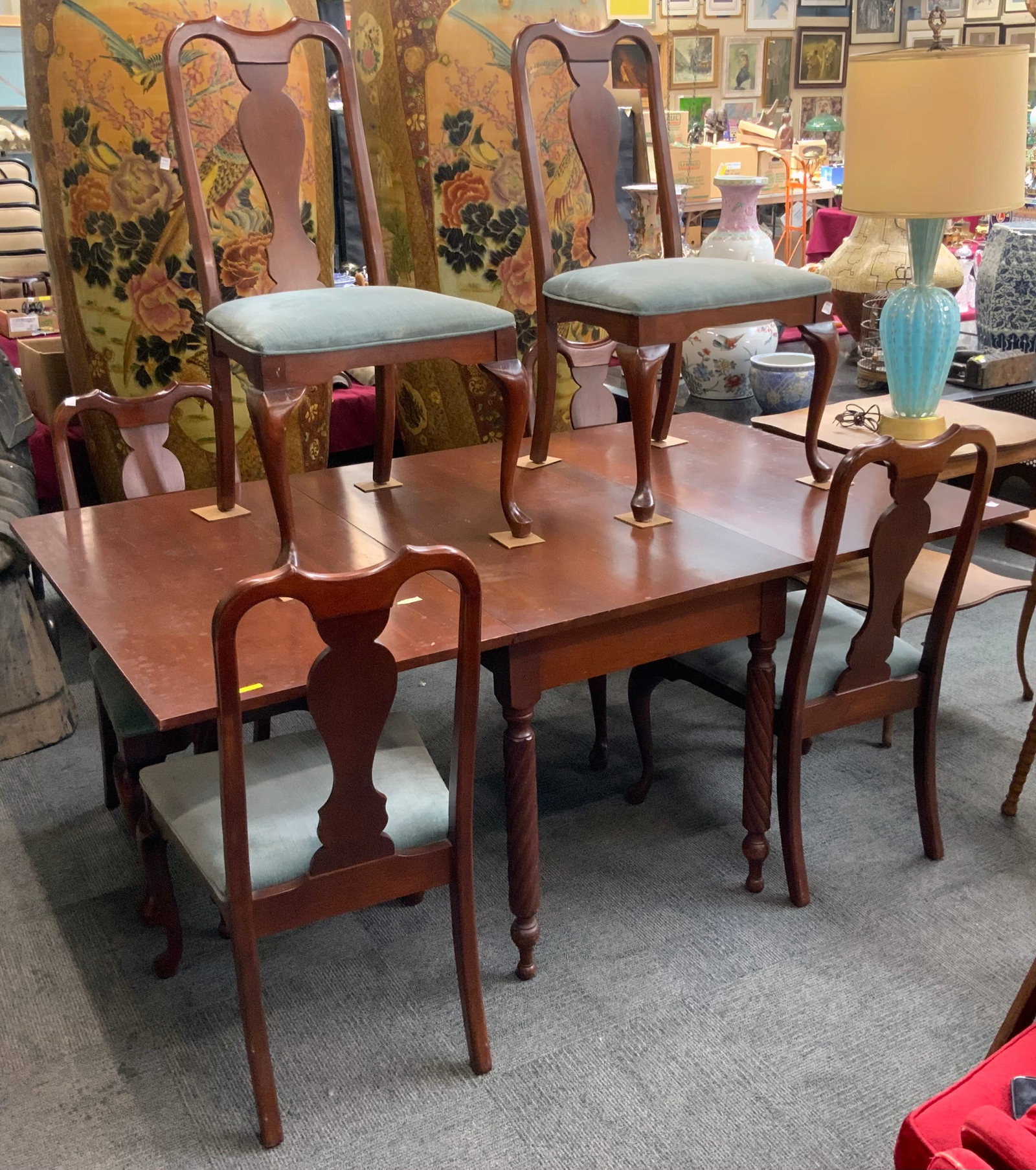 Antique Dining Table & Six Chairs. (1 of 1)