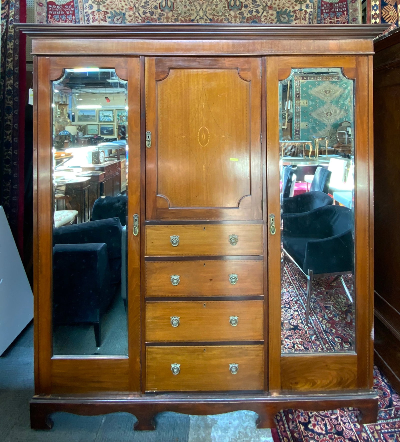 Edwardian Style Inlaid Mahogany Wardrobe. (1 of 2)