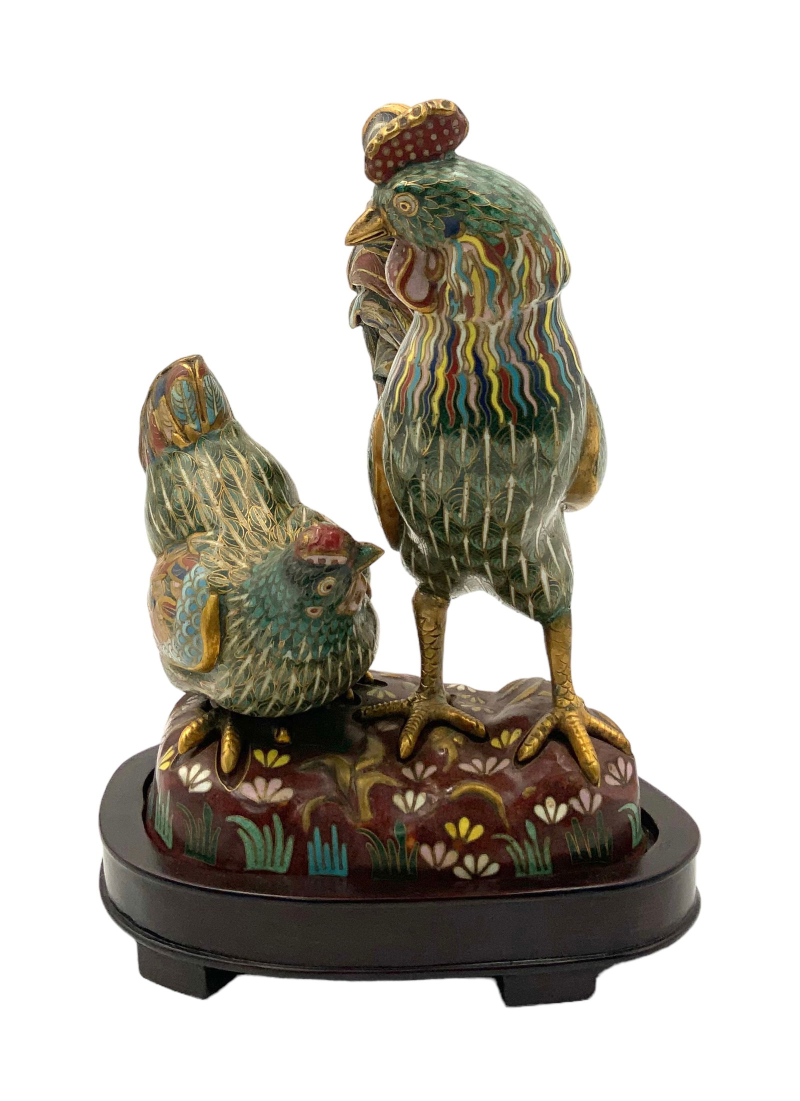 Chinese Cloisonne Figure of Two Roosters. (1 of 3)