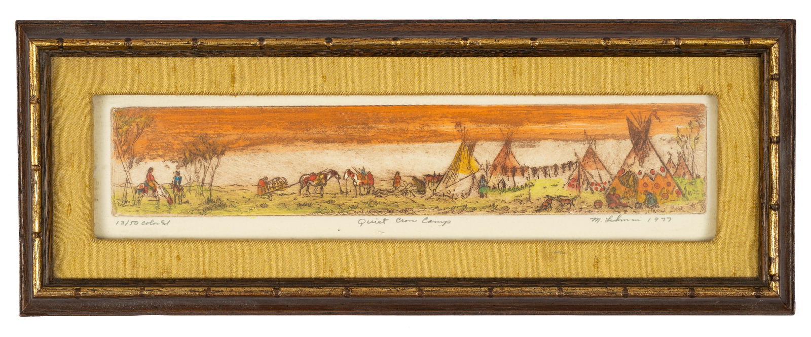 "Quiet Crow Camp", Etching w/ Aquatint, M. Lehman. (1 of 5)