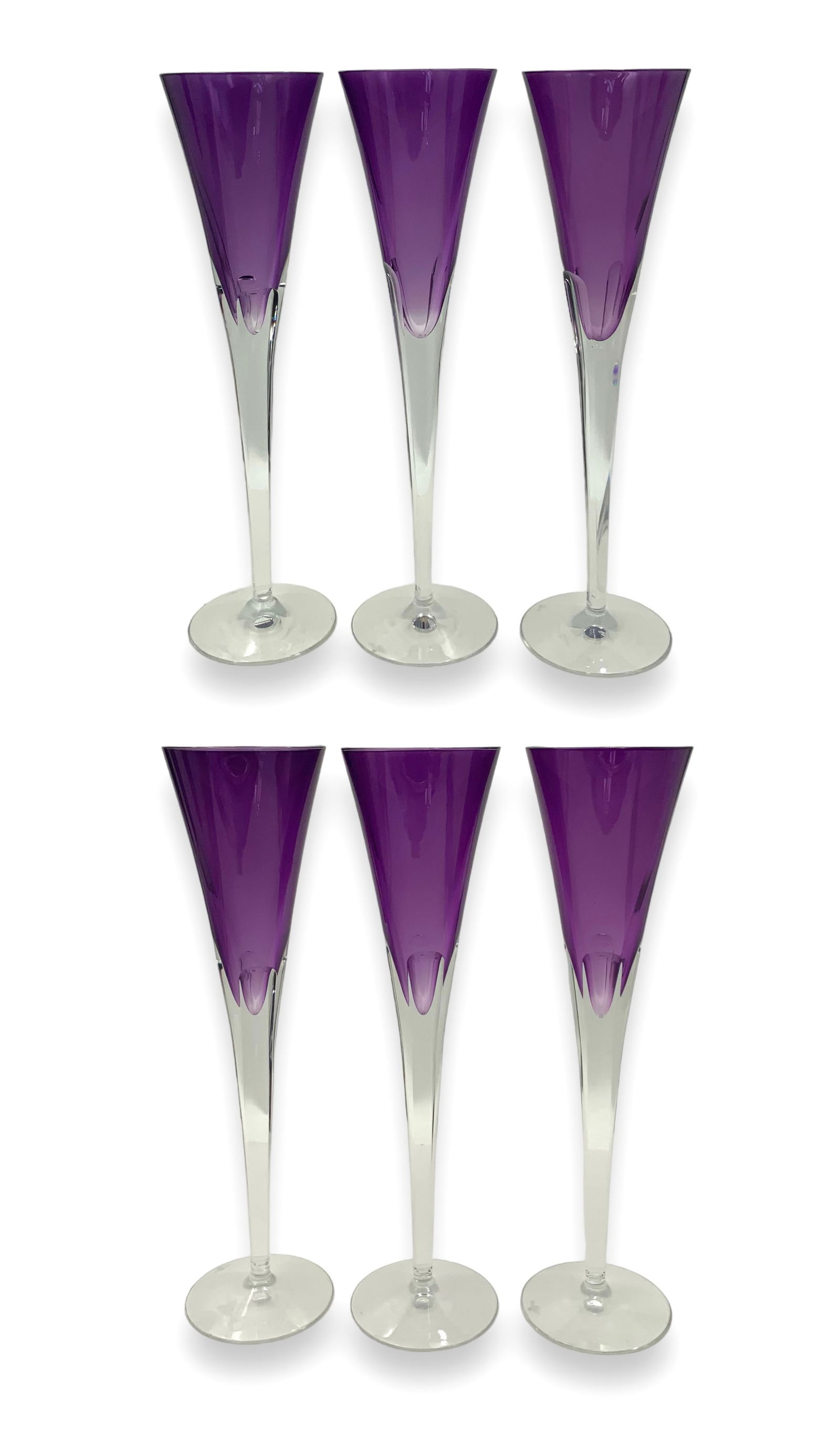 Waterford Crystal Set of 6 Eclipse Amethyst Flutes (1 of 2)