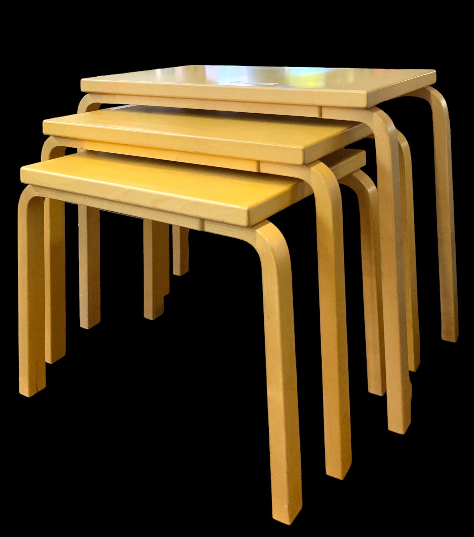 Set of 3 Alvar Aalto Nesting Tables for ICF. (1 of 2)