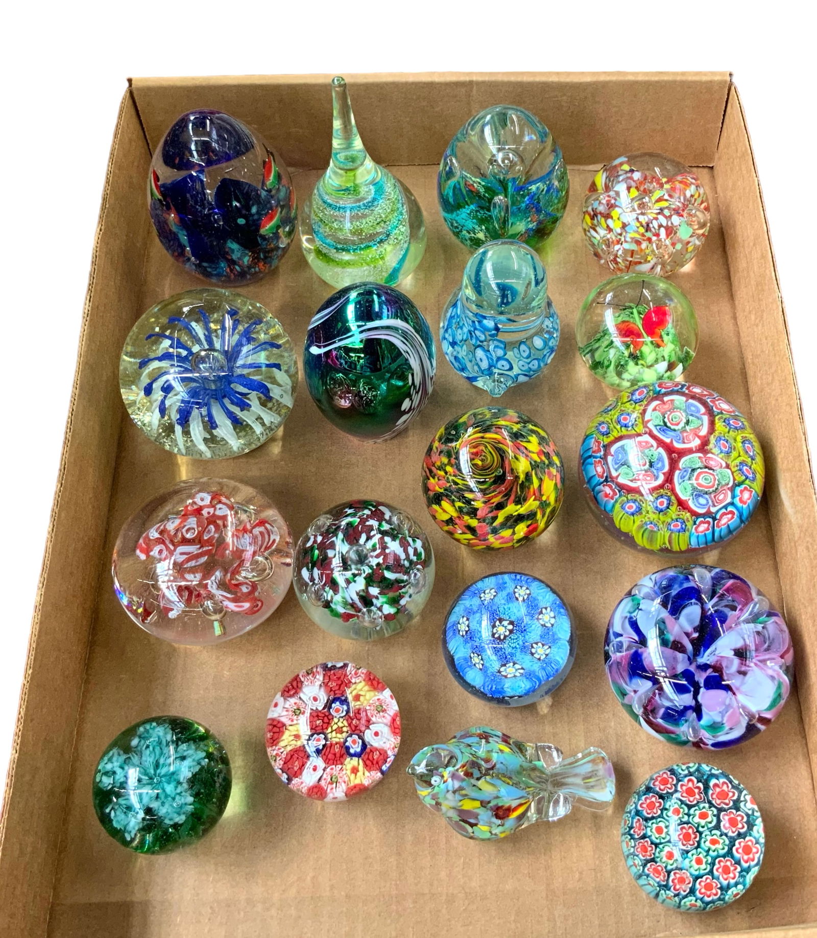Lot of 18 Art Glass Paperweights- Murano, etc. (1 of 1)