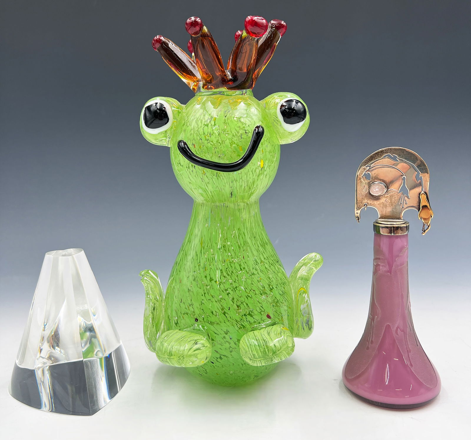 3 pc. Lot - Sgd. Perfume Bottle & Art Glass. (1 of 6)