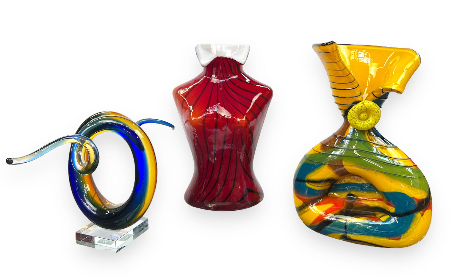 Lot of 3 Art Glass Pcs.- Murano, Nemtoi, etc. (1 of 8)