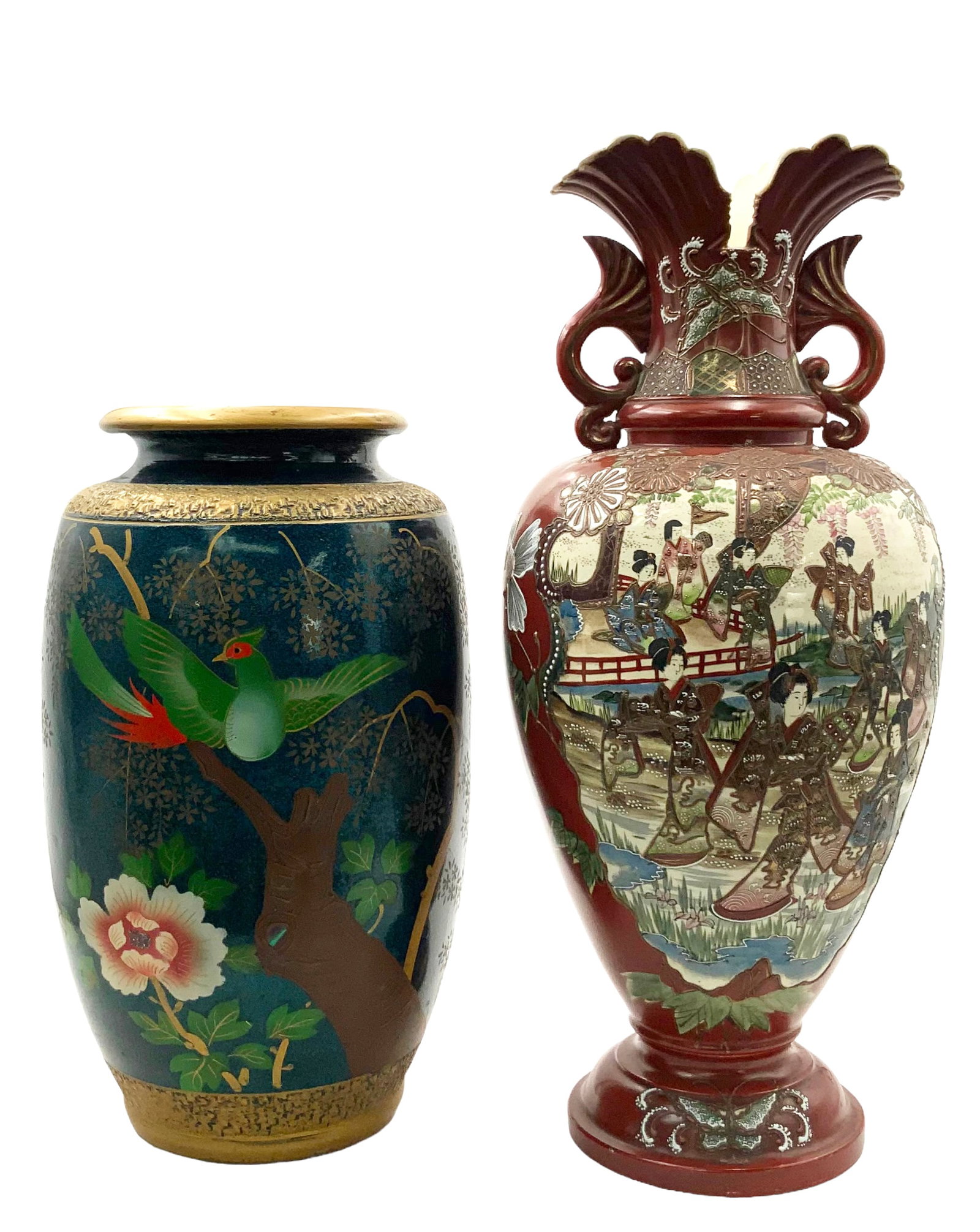 Lot of 2 Japanese Vases, One Satsuma Style. (1 of 2)