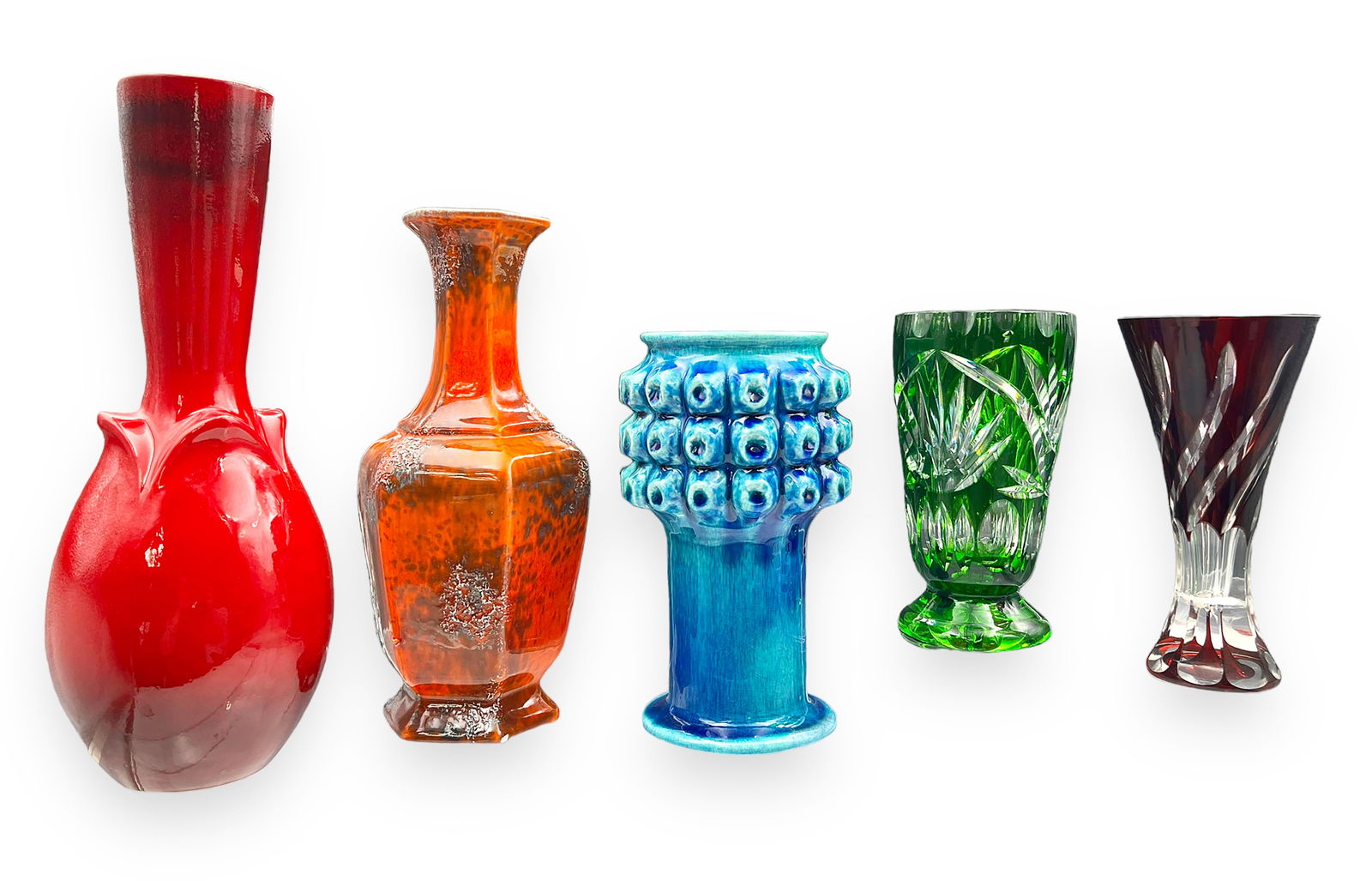 Lot of 5 Crystal and Pottery Vases- Haeger, etc. (1 of 6)