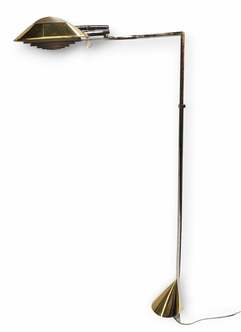 Cedrick Hartman Chrome and Brass Floor Lamp. (1 of 6)