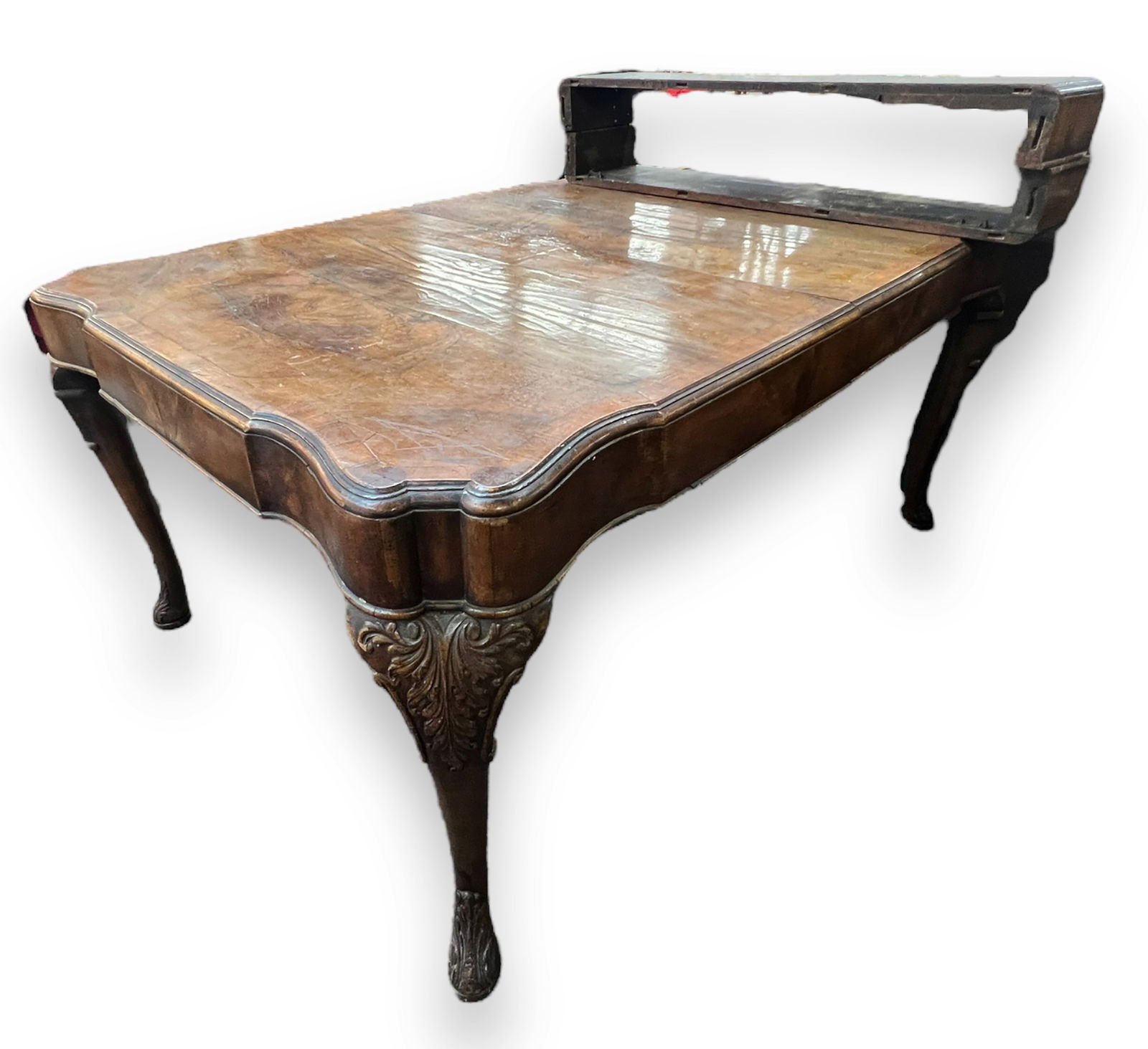 Antique Burled Walnut Dining Table & Buffet. (1 of 3)