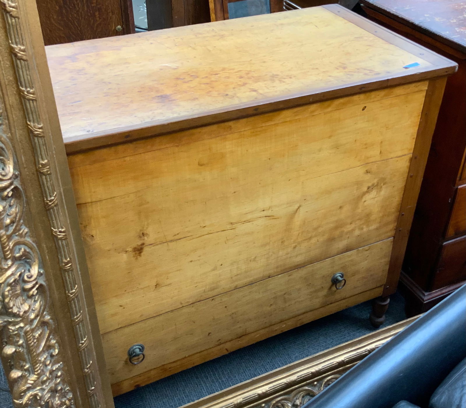 Tall Antique Maple Lift Top Chest. (1 of 1)