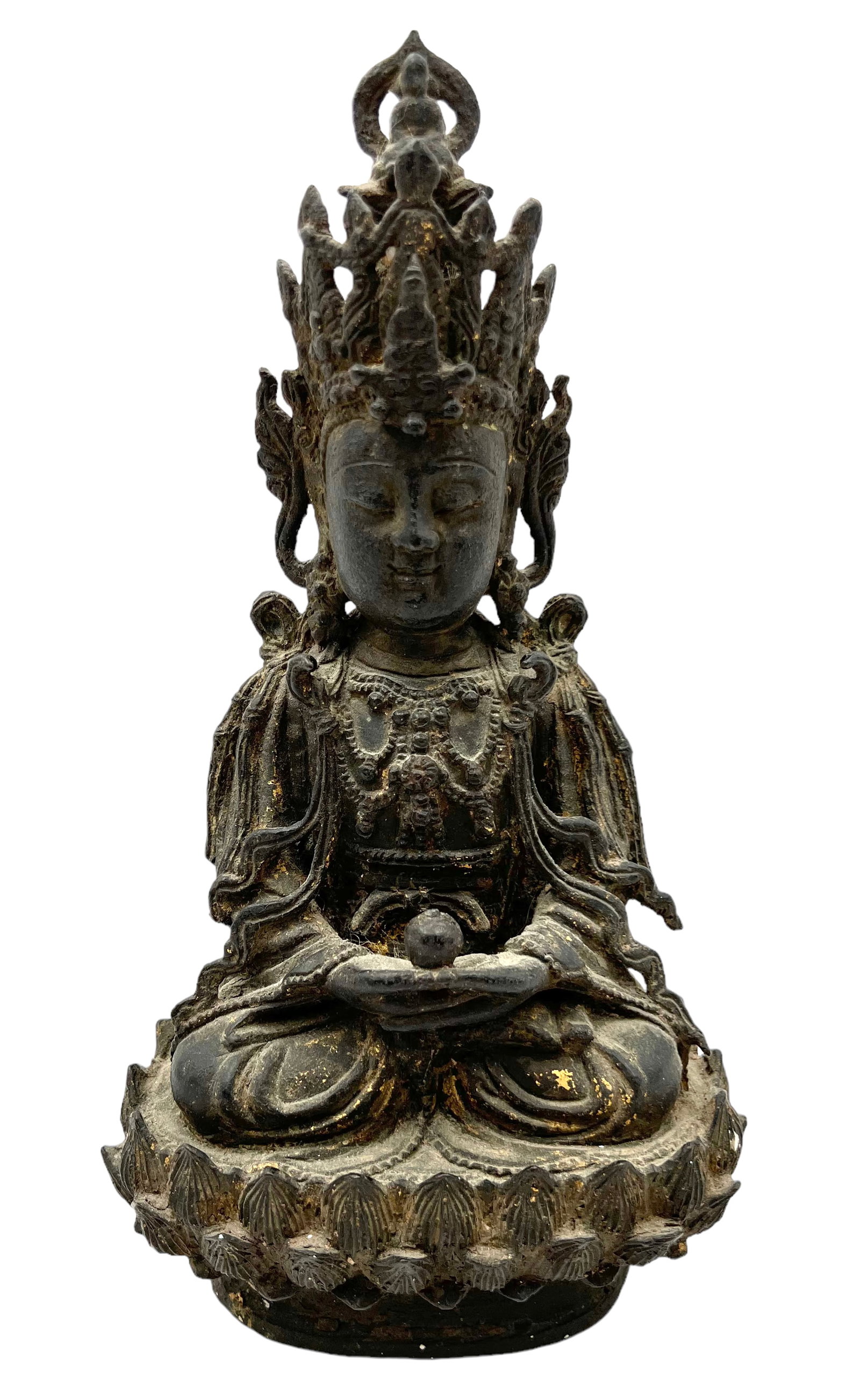 Old Bronze of Seated Buddha, 9 1/2" Tall. (1 of 5)