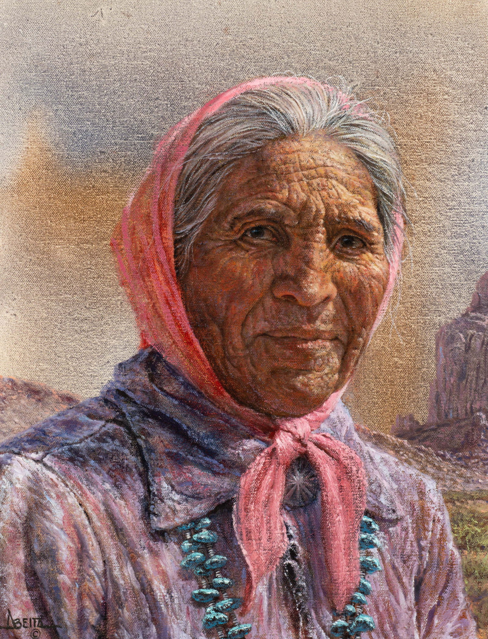Sgd Portrait of American Indian Woman, Jim Abeita. (1 of 5)