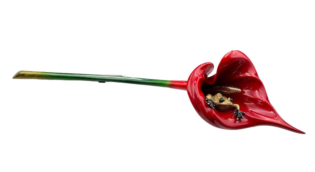 Tim Cotterill "Calla Lilly" Bronze Frog Sculpture. (1 of 6)
