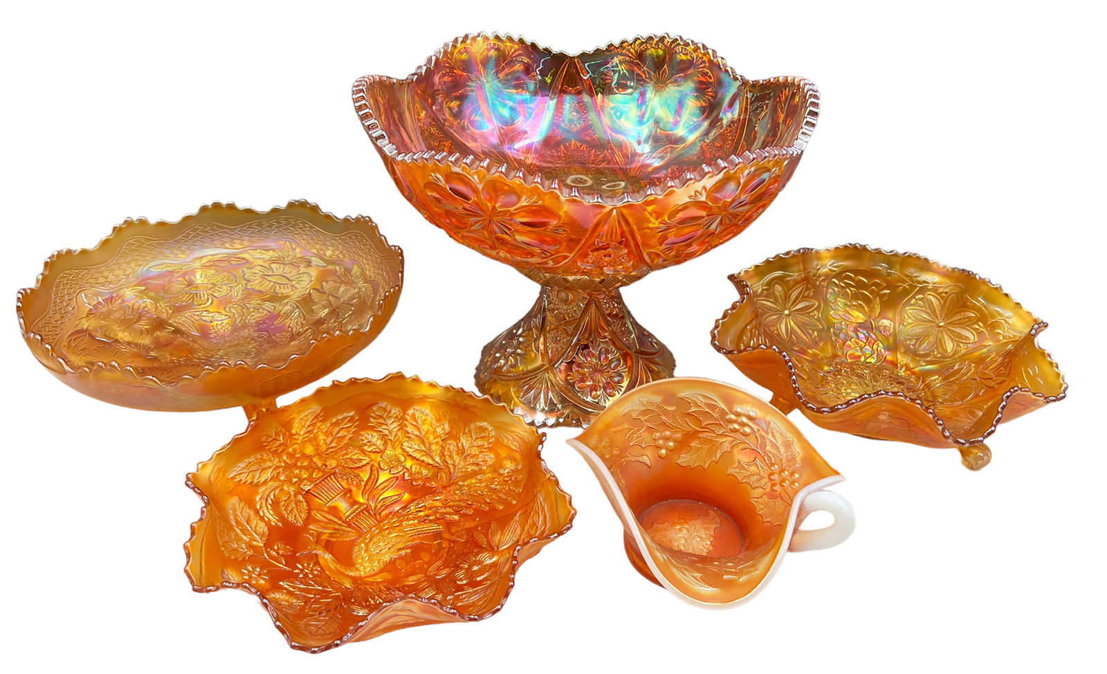 Lot: 6 Pcs.- Marigold Carnival Glass. (1 of 6)