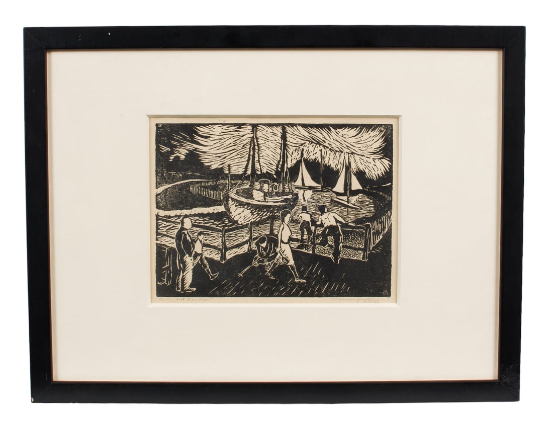 "Belmont Harbor", Linocut Print by Maurice Yochim. (1 of 6)
