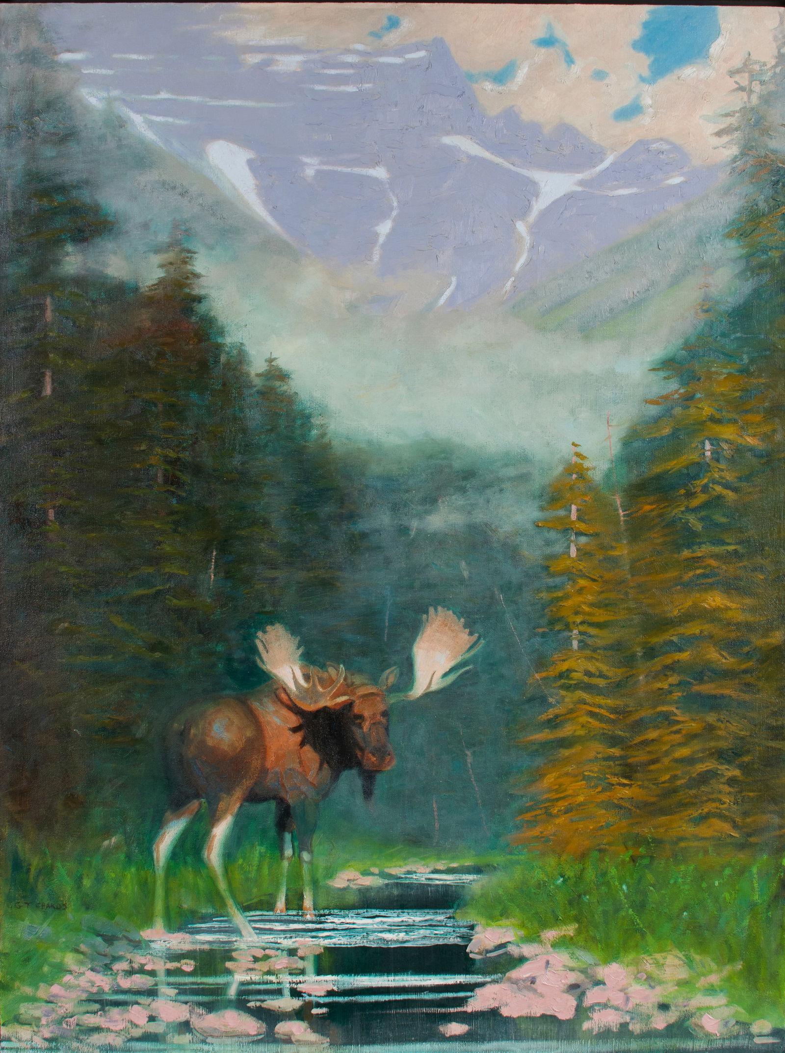 "Moose at Mountain Stream" by George T. Chakos. (1 of 8)
