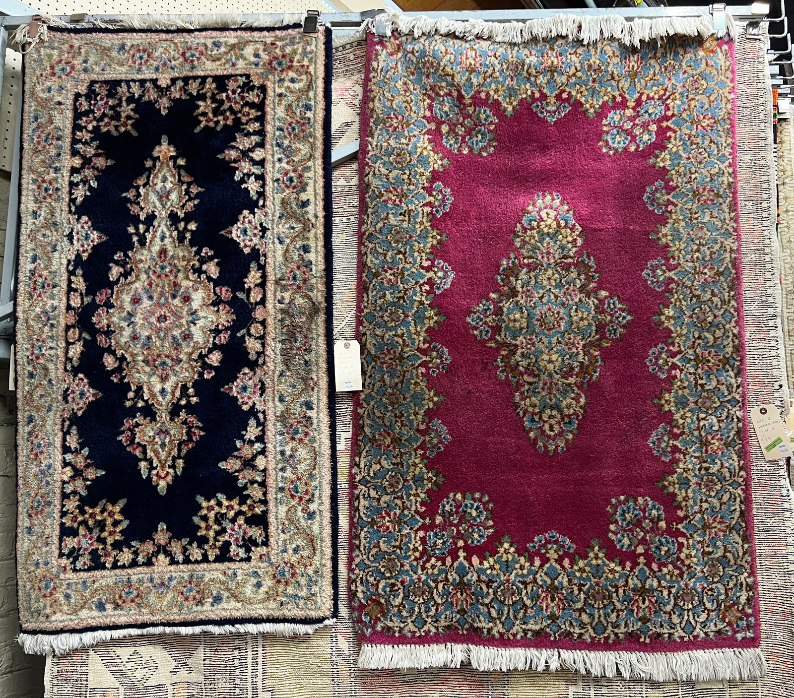Lot: 2 Small Kerman Rugs. (1 of 4)