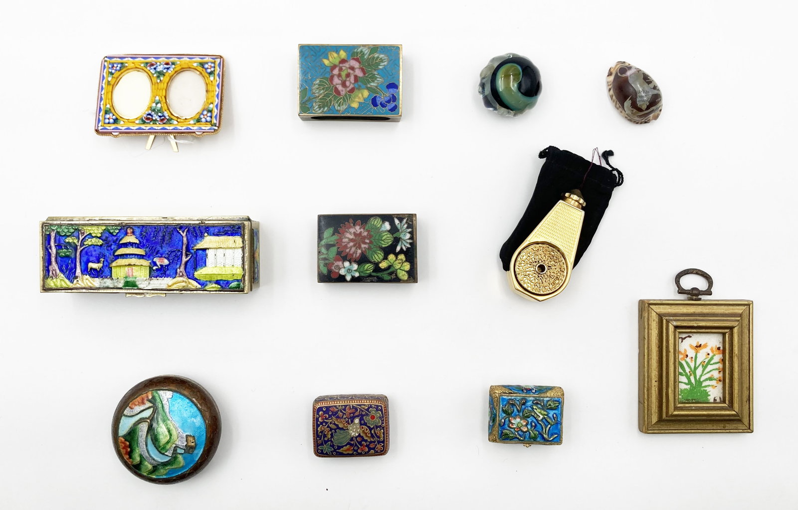 Lot: Enamel Boxes, Cloisonne Matchholders, etc. (1 of 1)