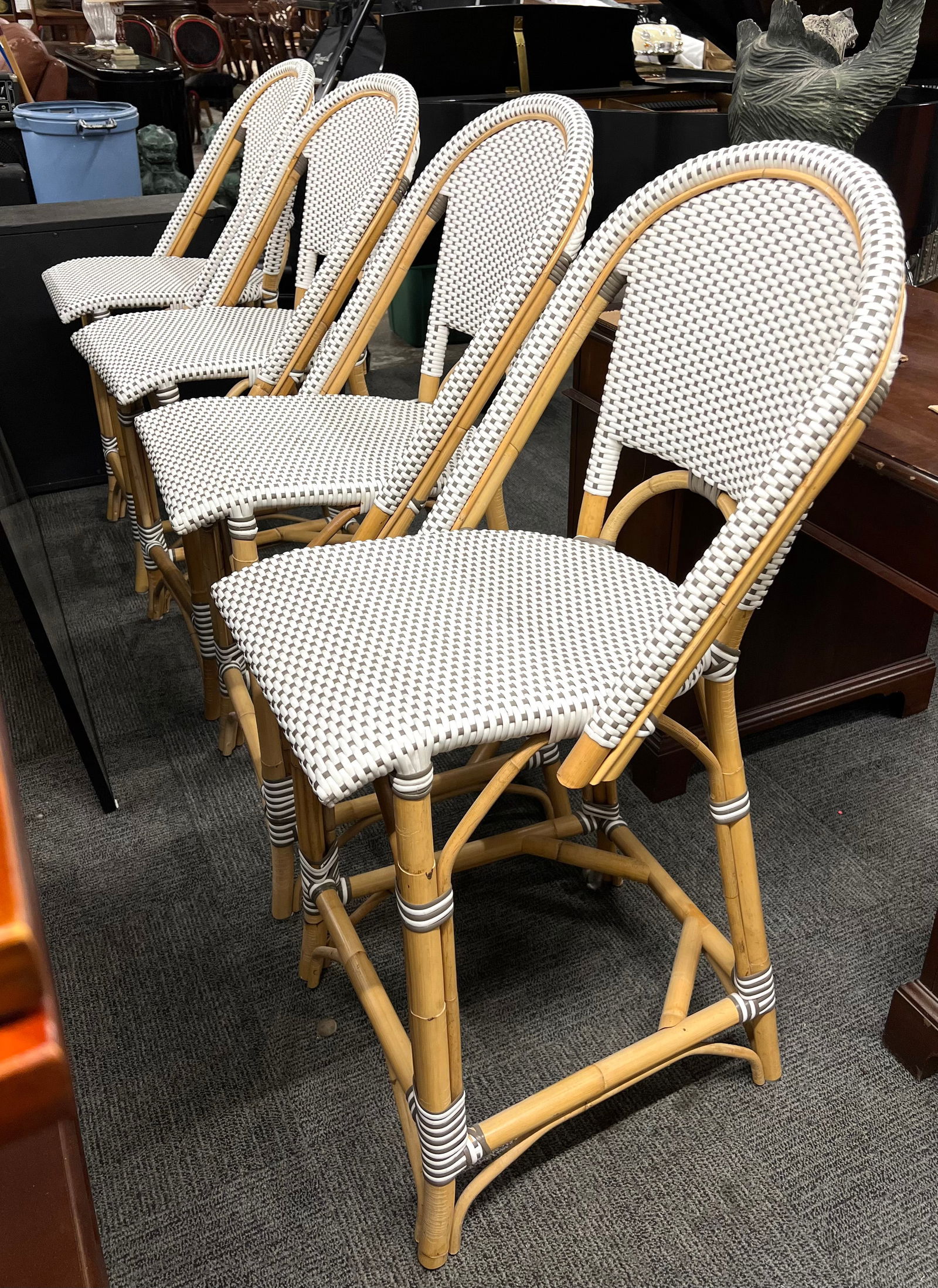 Set of Four Outlook International Rattan Barstools (1 of 1)