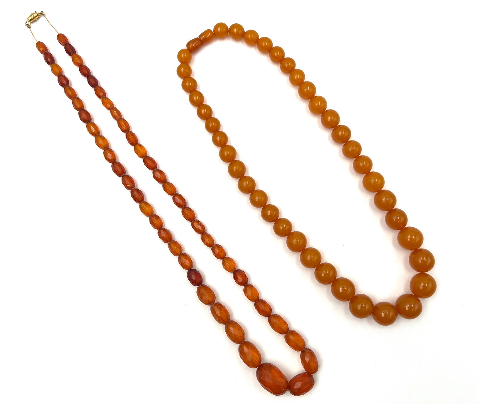 Lot: Two Amber Colored Necklaces. (1 of 1)