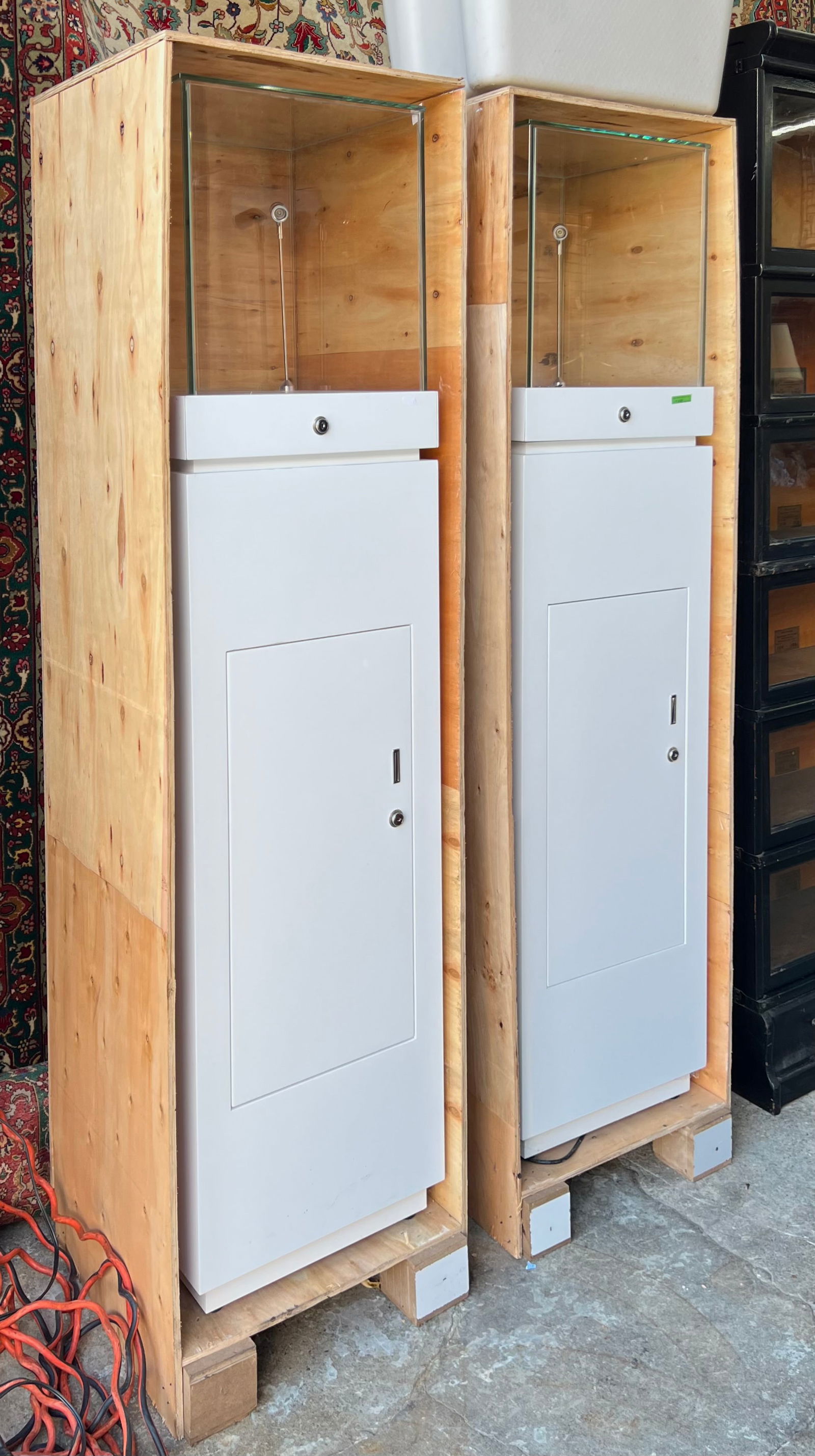 Pair of Modern White Display Cabinets. (1 of 1)